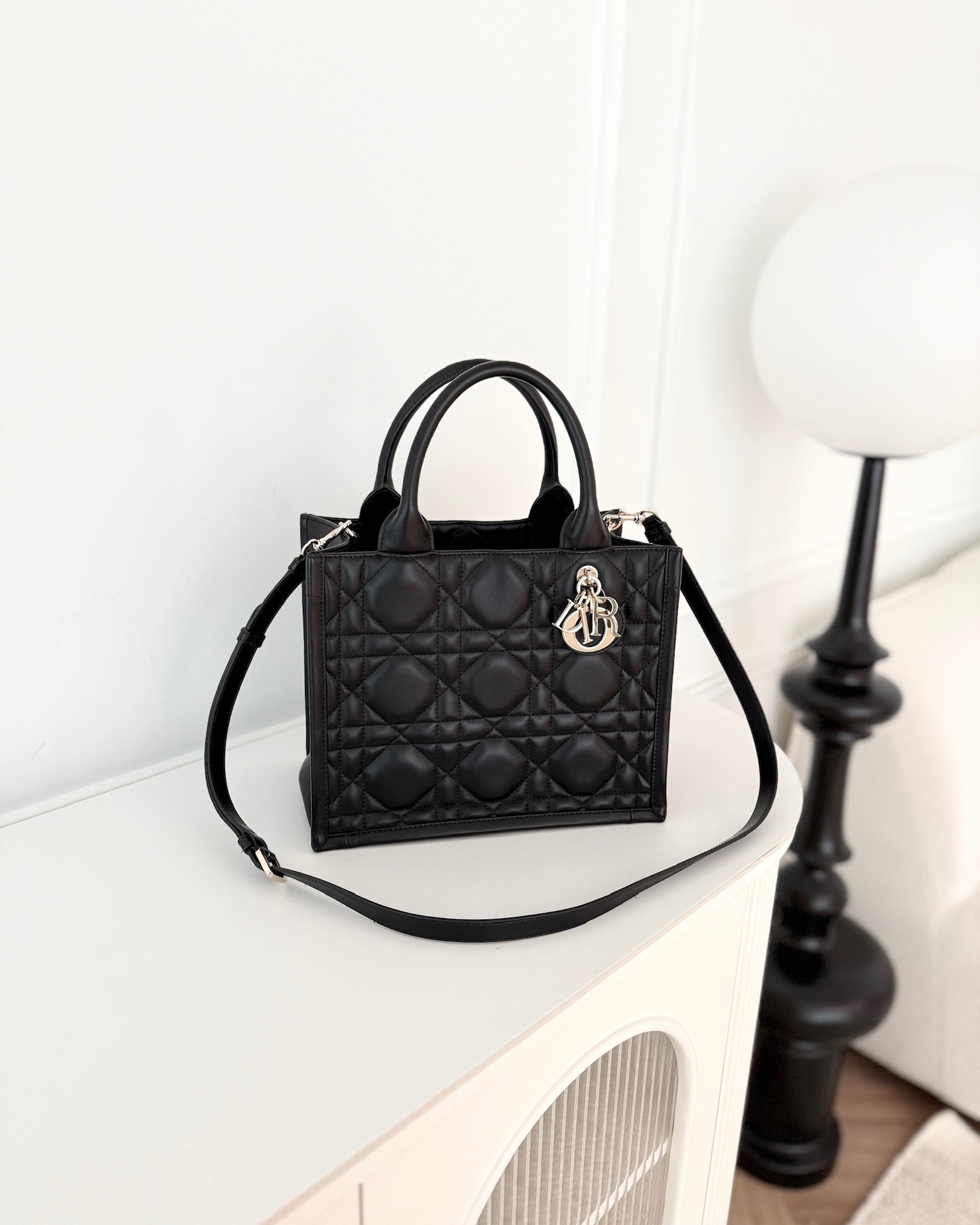 Dior Small Dior Book Tote Black Macrocannage Calfskin