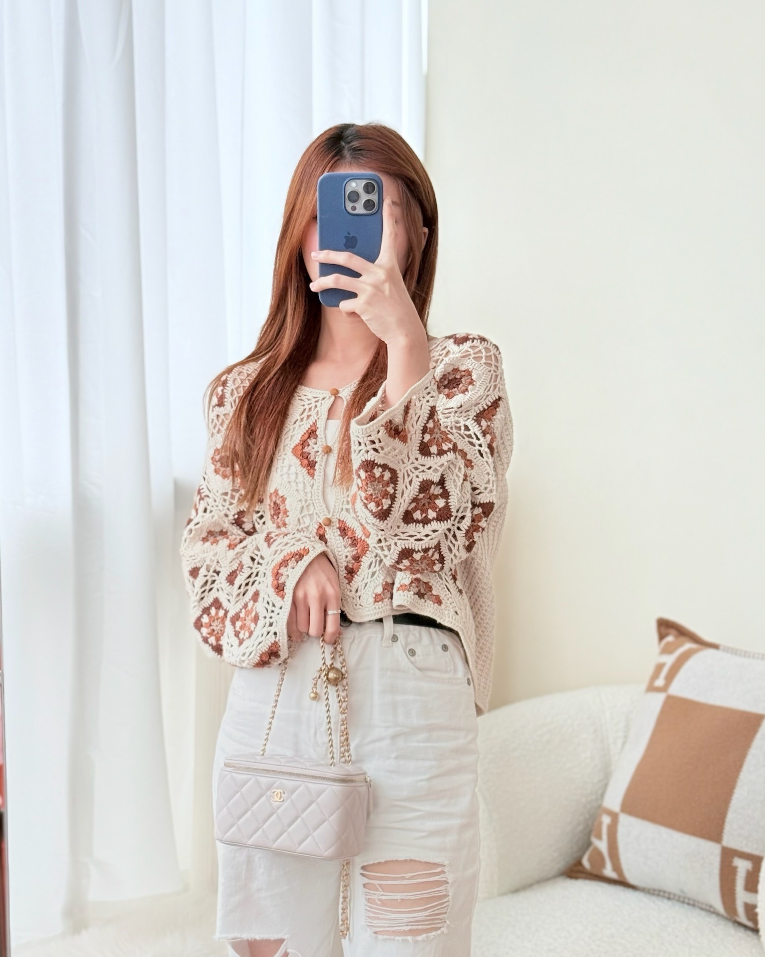 Chanel Pearl Crush Vanity With Chain Lilac Lambskin Aged