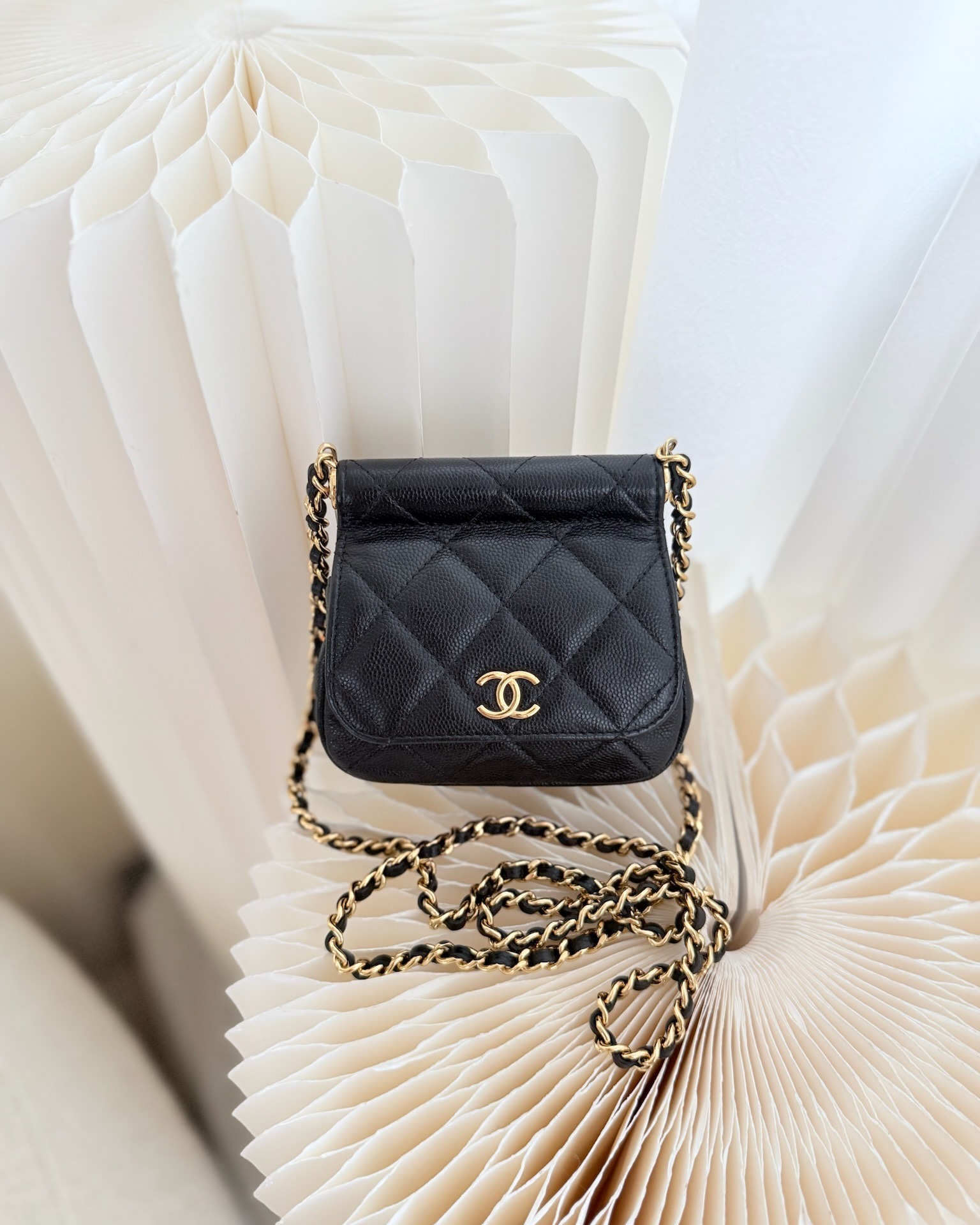 Chanel Clutch with Chain Gold Hardware 22K Black Caviar