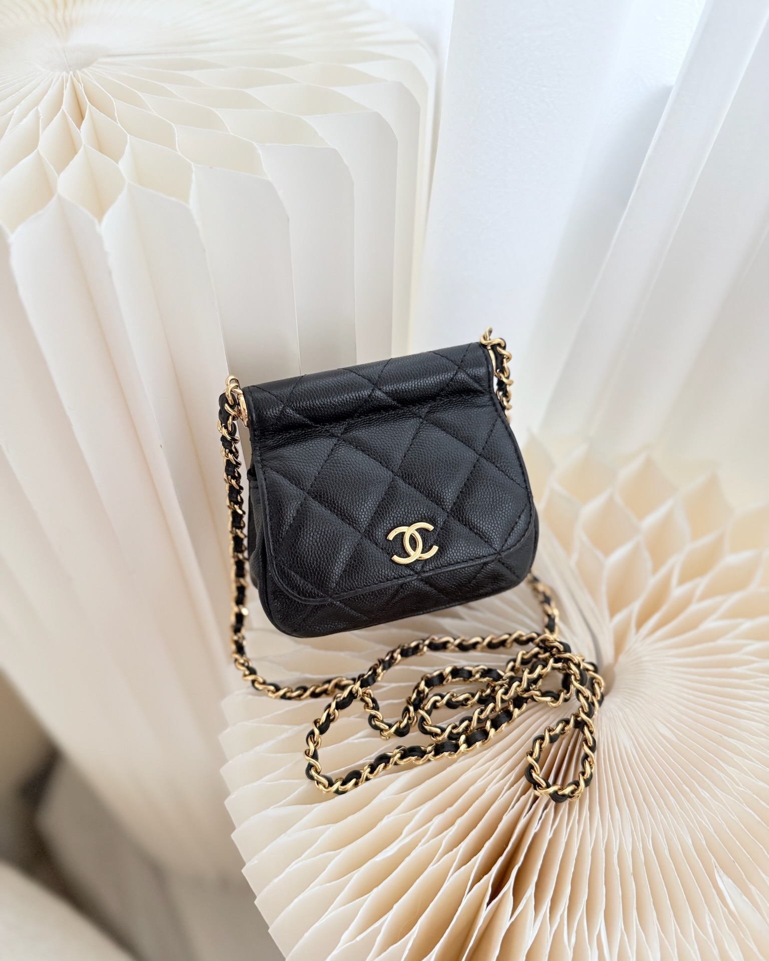 Chanel Clutch with Chain Gold Hardware 22K Black Caviar