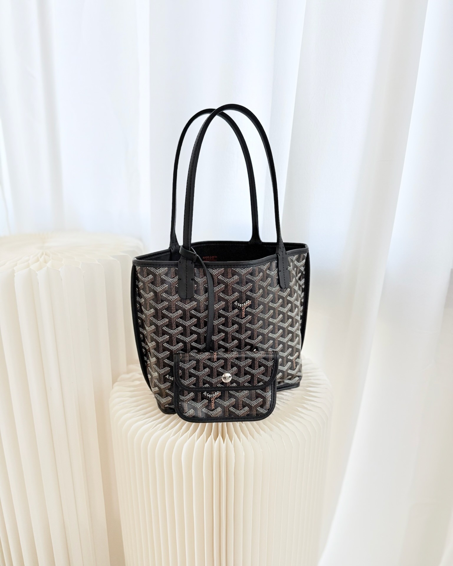 Goyard Anjou Mini Bag Goyardine Black Canvas