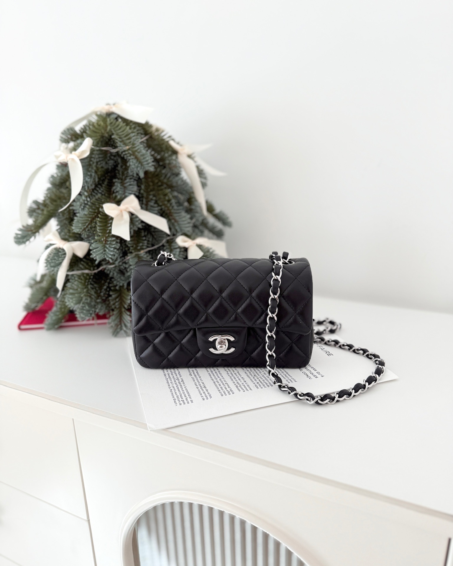 Chanel Quilted Mini Rectangular Flap Black Lambskin