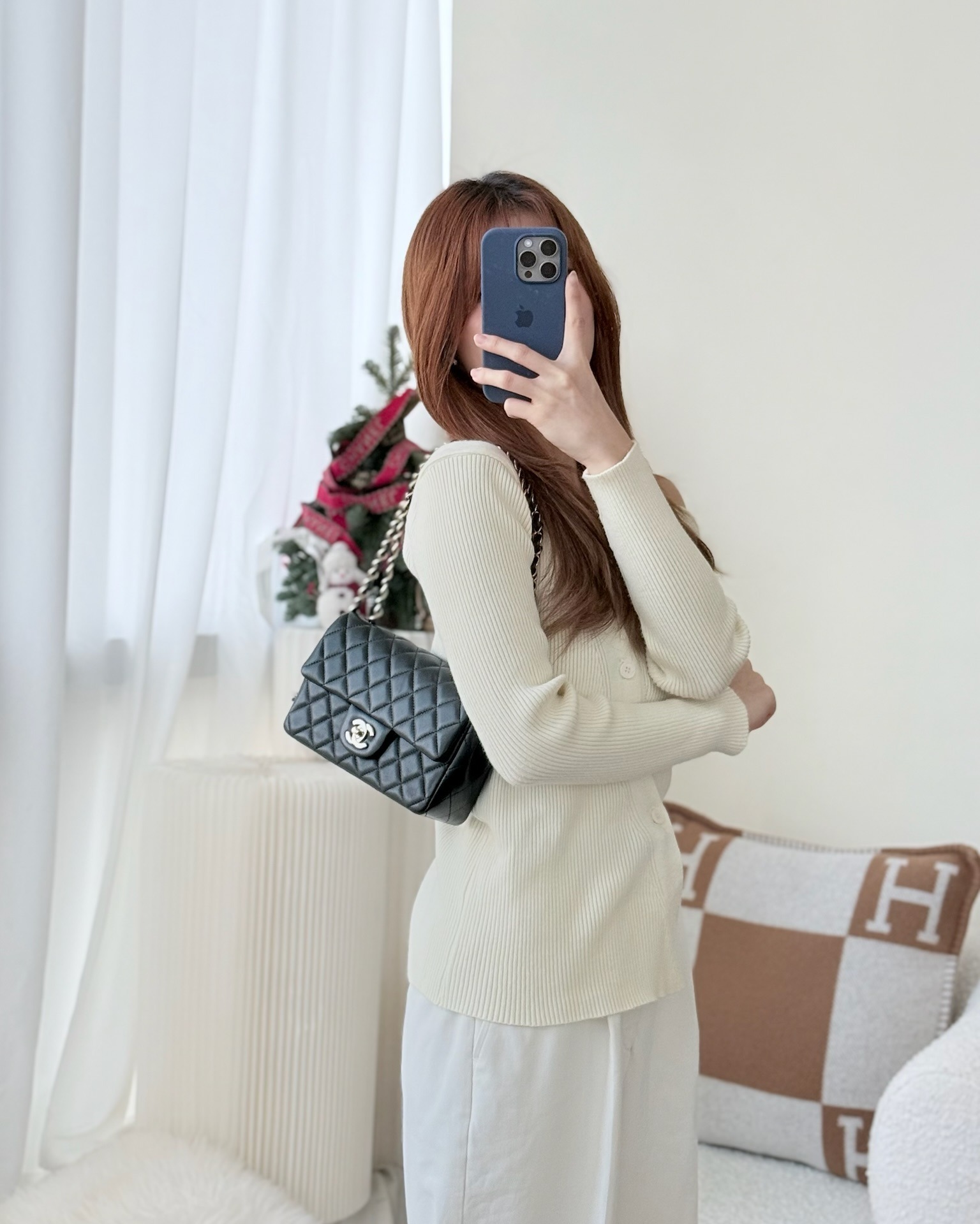 Chanel Quilted Mini Rectangular Flap Black Lambskin