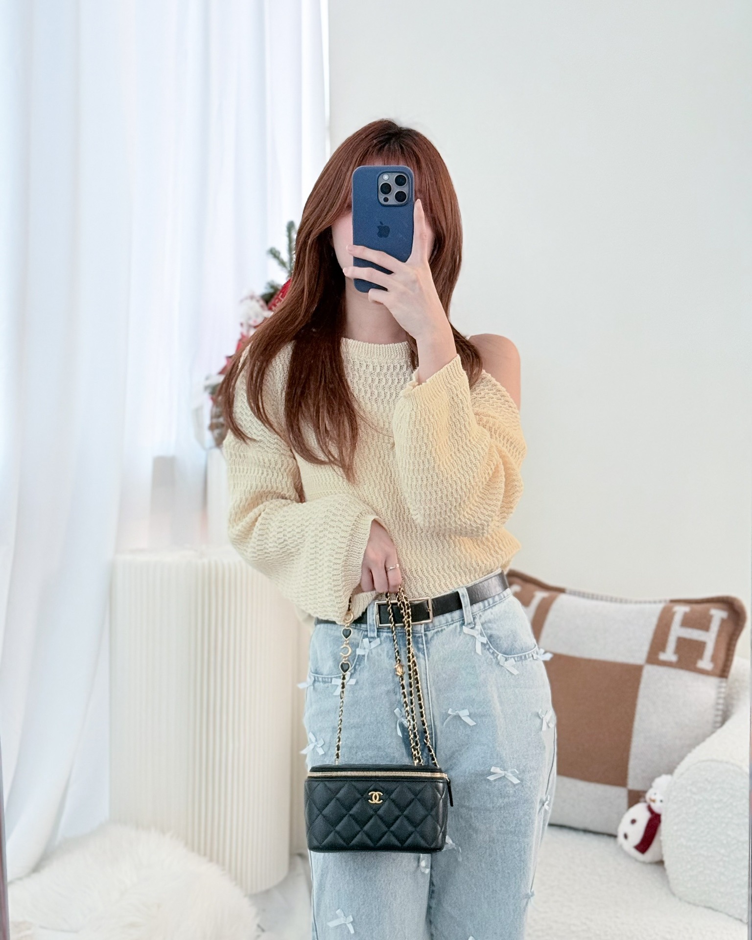 Chanel Vanity with COCO Heart Chain Black Lambskin Aged