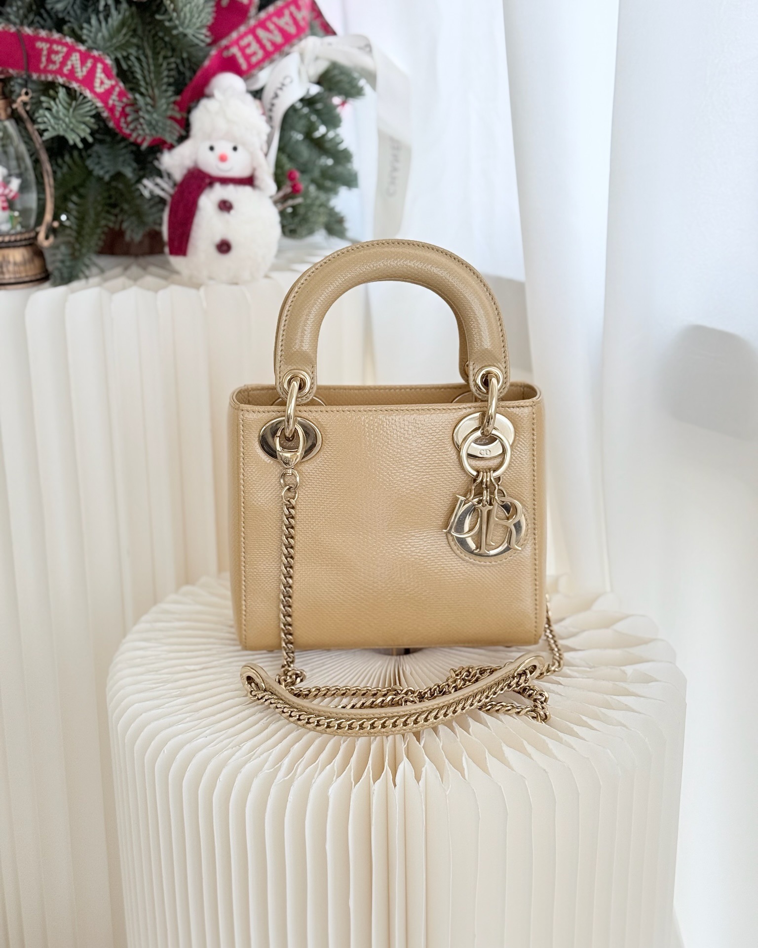 Dior Mini Lady Dior Beige Lizard