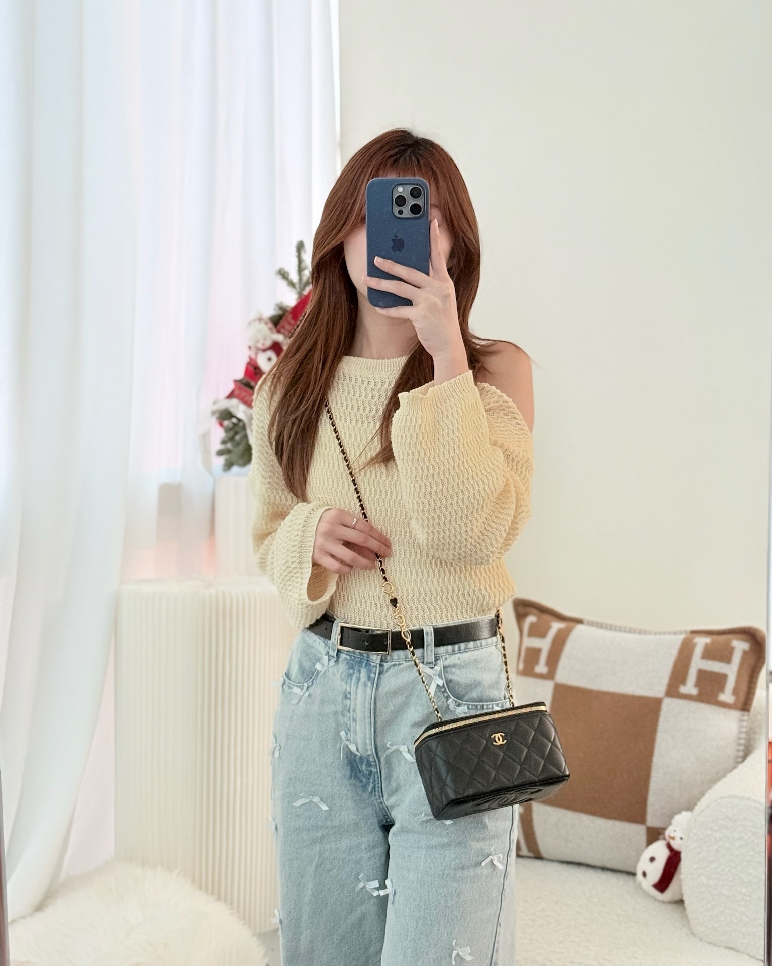 Chanel Vanity with COCO Heart Chain Black Lambskin Aged