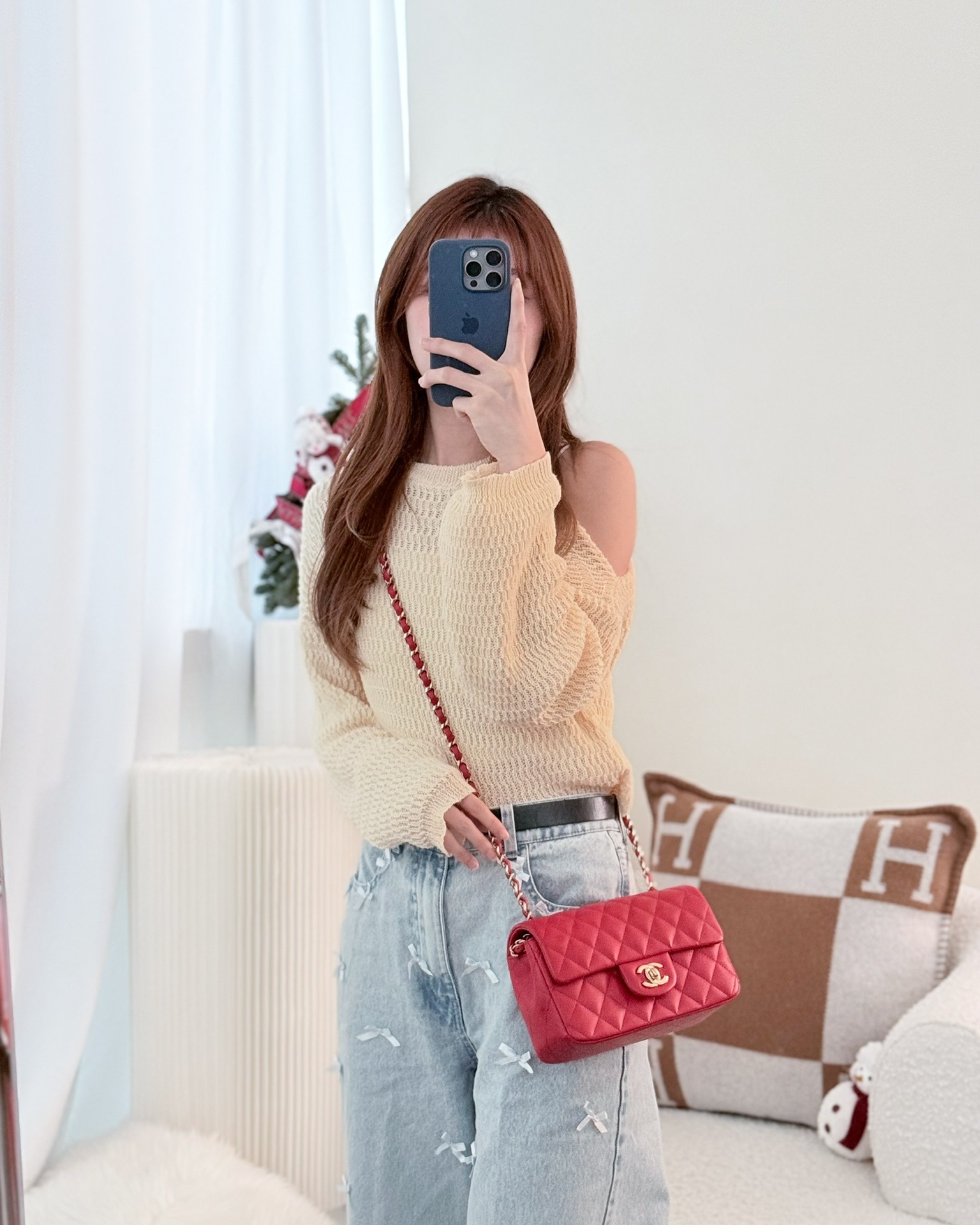 Chanel Quilted Mini Rectangular Flap Berry Red Lambskin