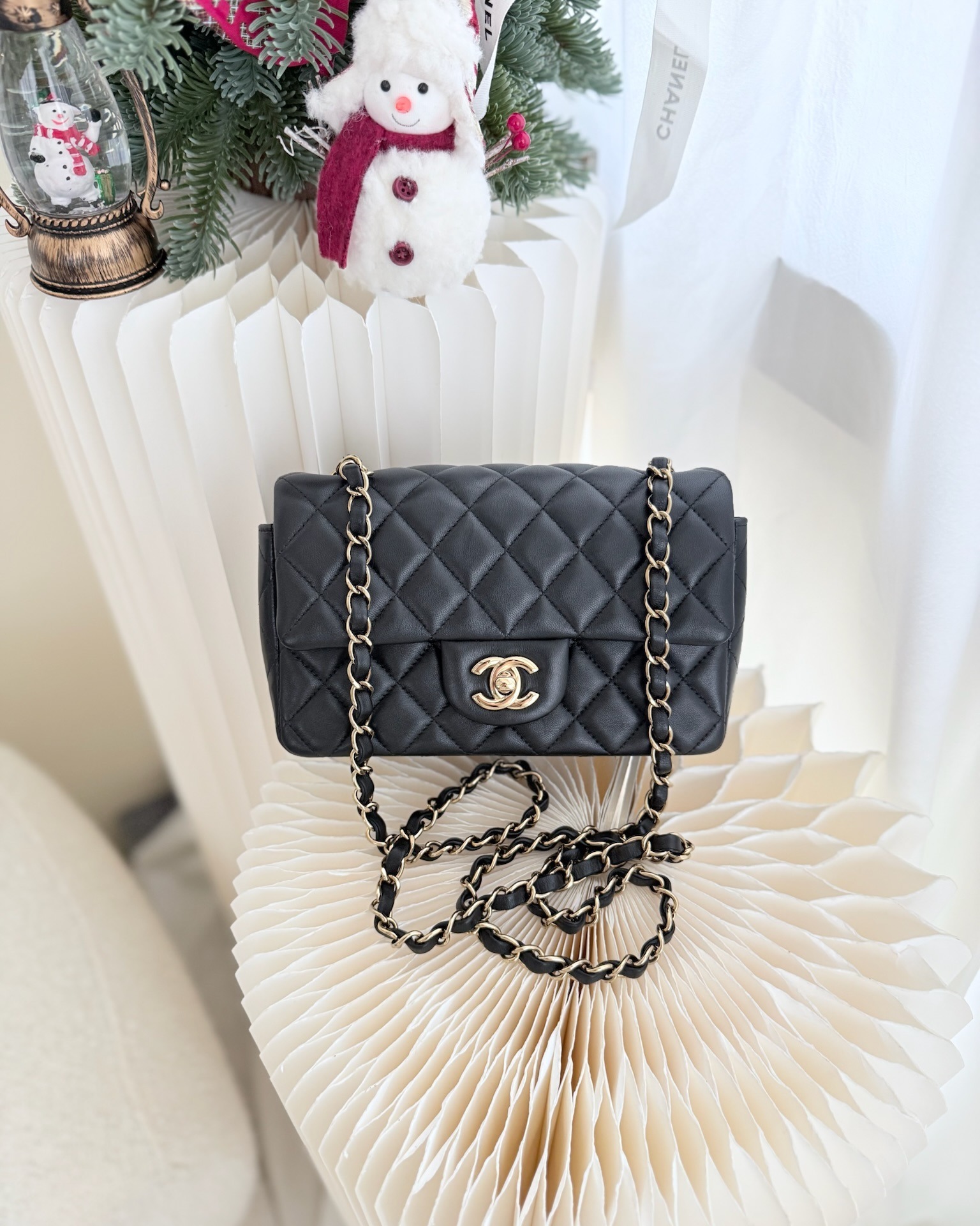 Chanel Quilted Mini Rectangular Flap Black Lambskin