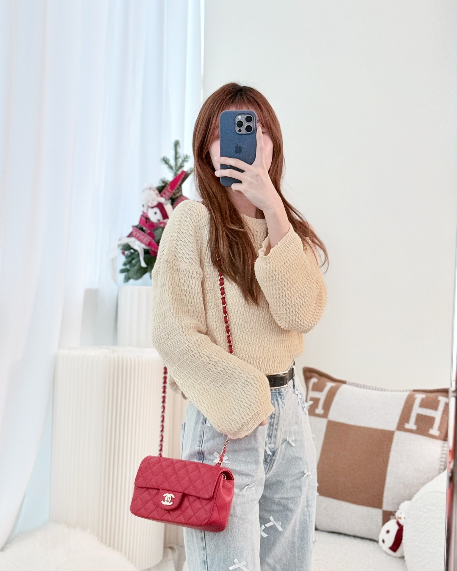 Chanel Quilted Mini Rectangular Flap Berry Red Lambskin