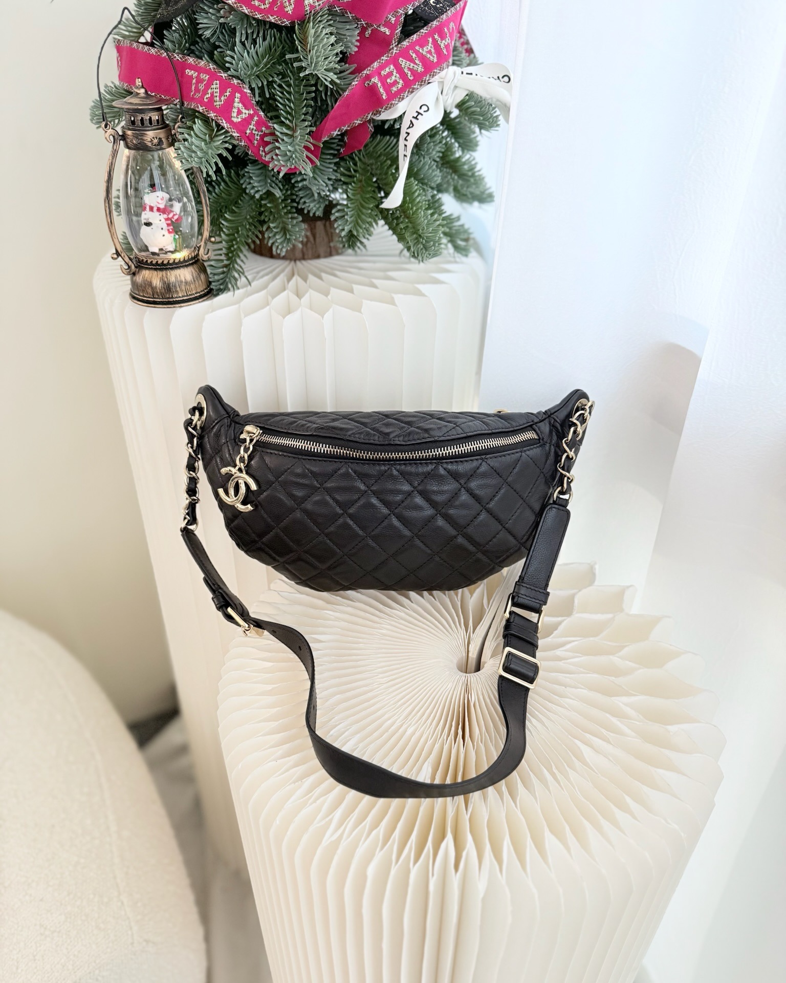 Chanel Quilted Belt Bag Black Calfskin