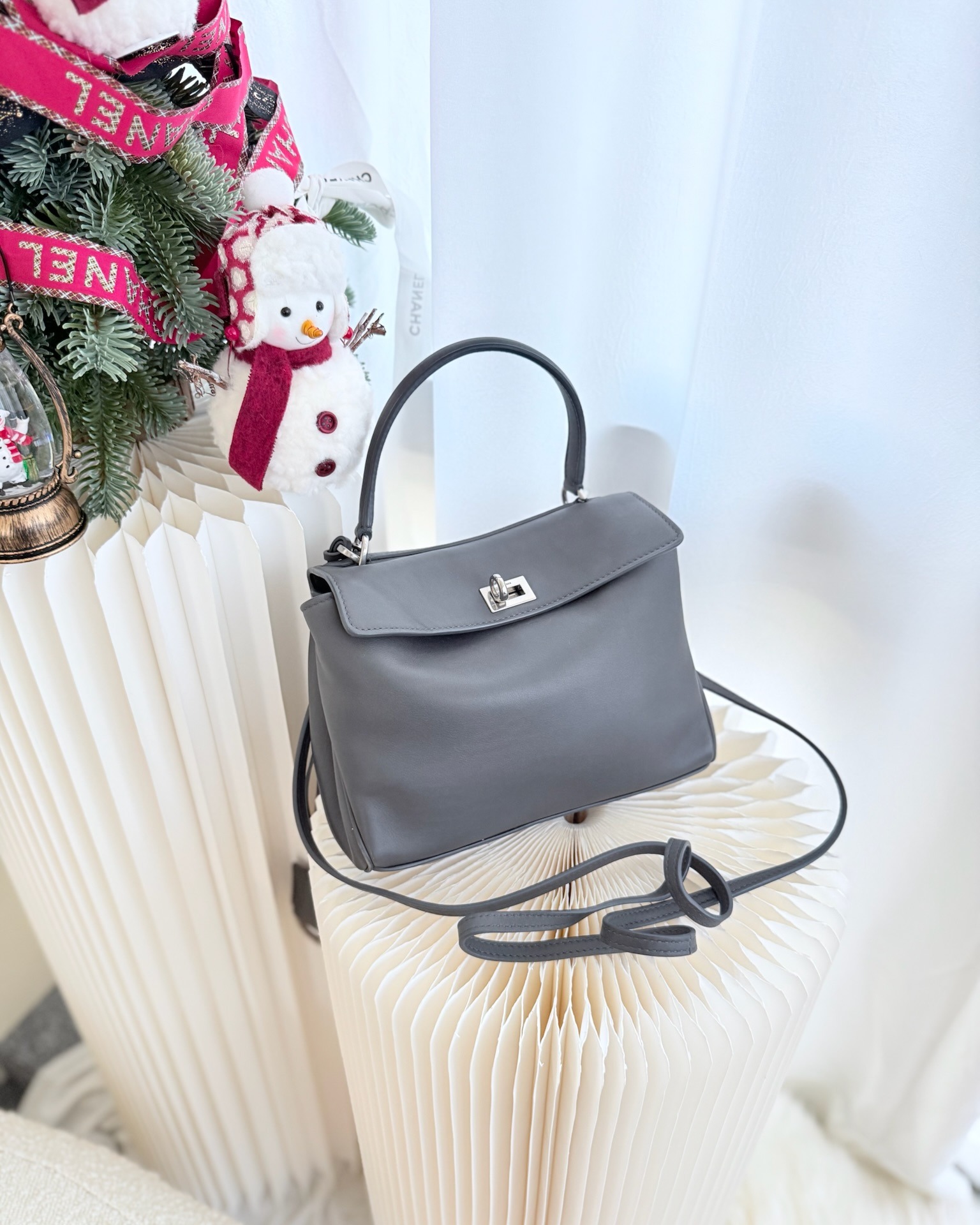 Balenciaga Rodeo Mini in Grey Smooth Calfskin Antique