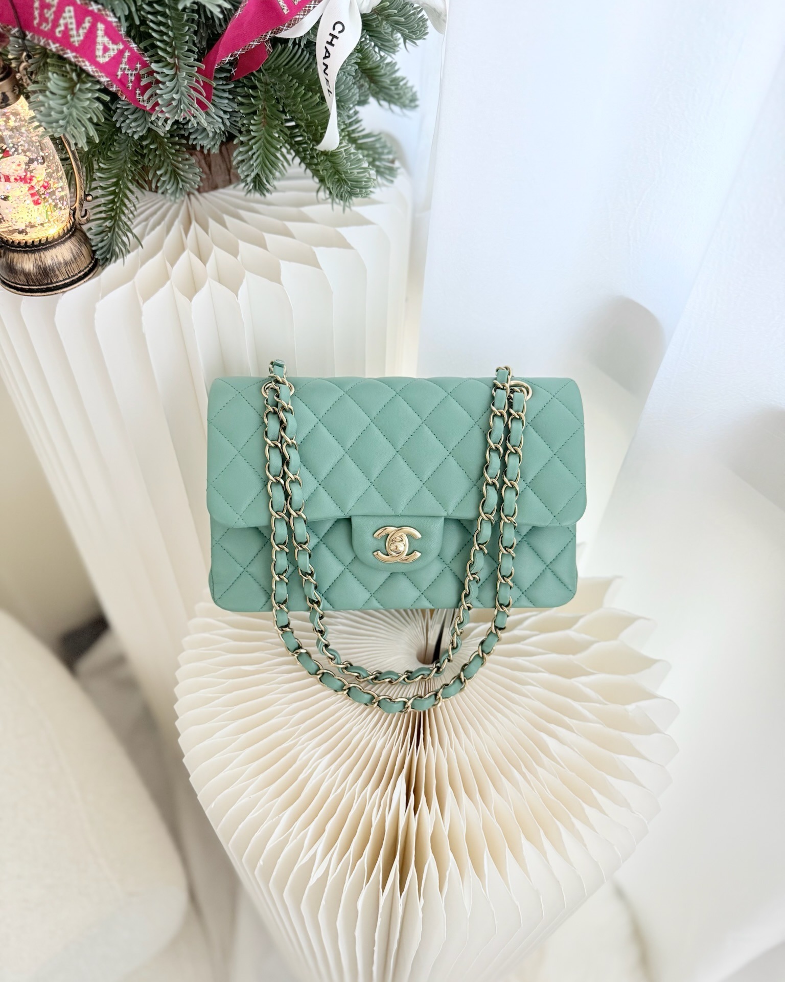Chanel Small S/M Classic Flap Green Lambskin