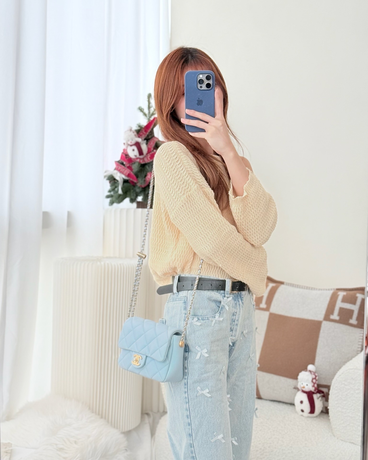 Chanel Quilted My Perfect Mini Iridescent Blue Caviar Aged