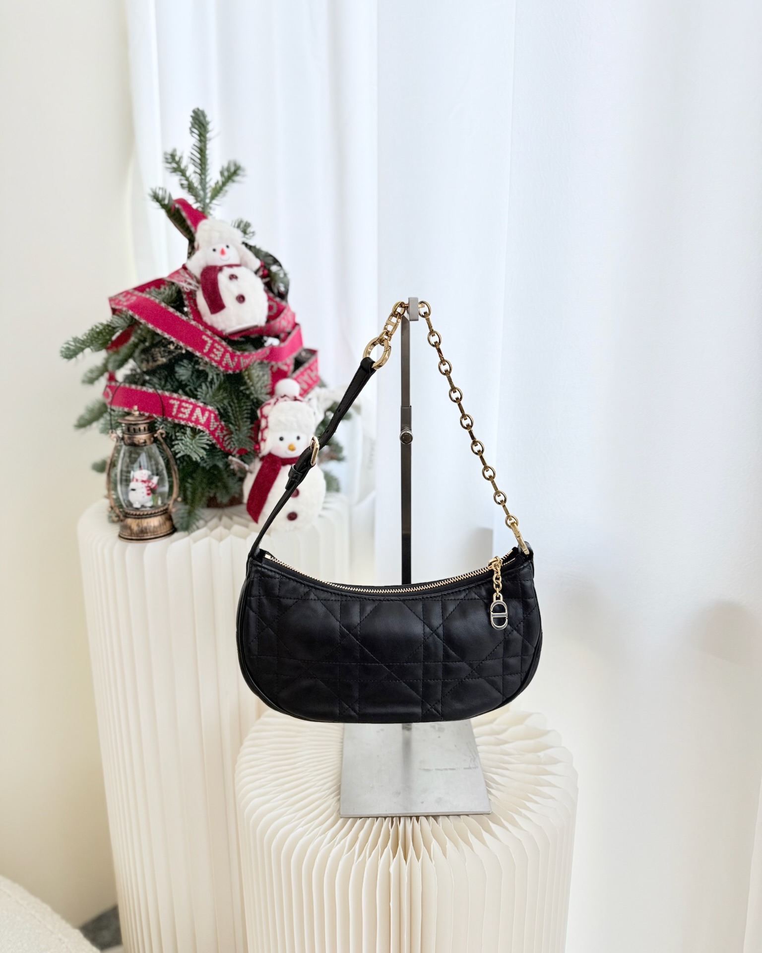 Dior CD Lounge Bag Black Supple Macrocannage Lambskin