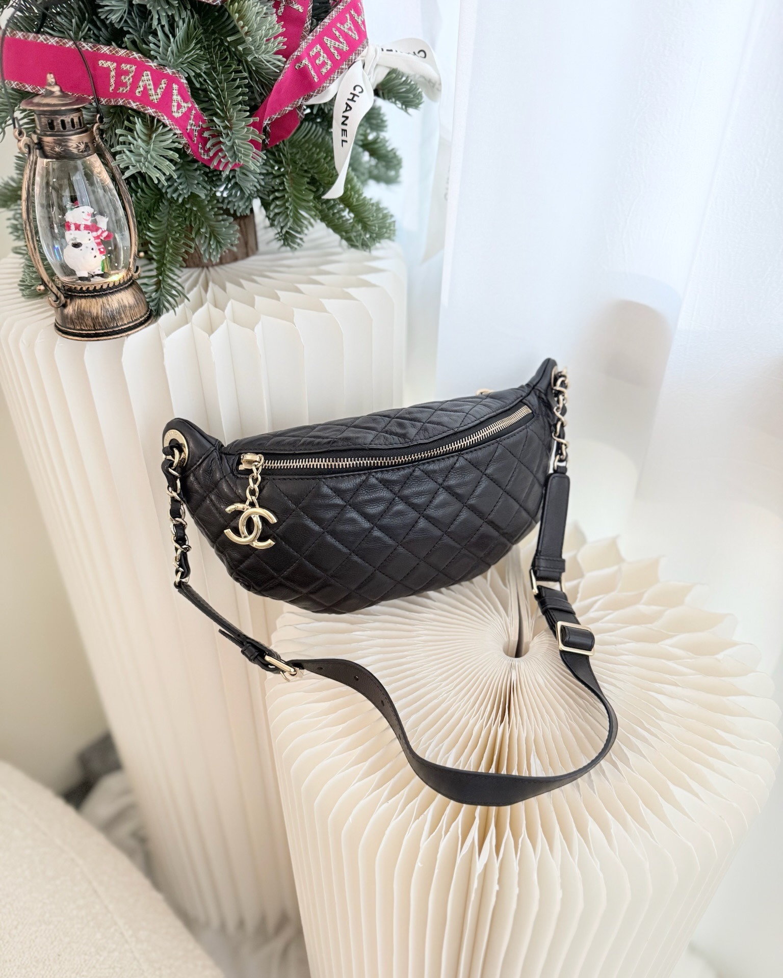 Chanel Quilted Belt Bag Black Calfskin