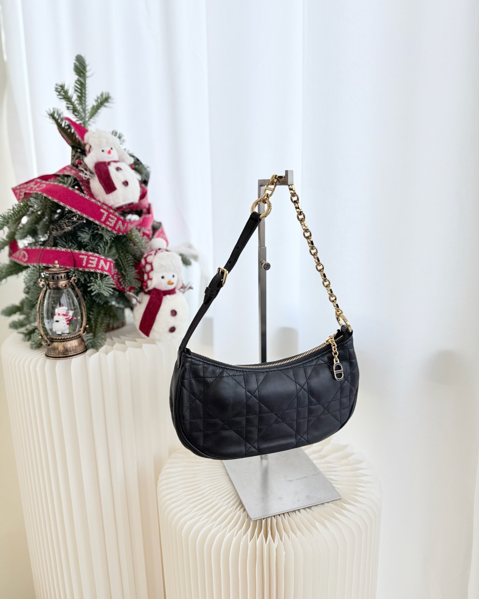 Dior CD Lounge Bag Black Supple Macrocannage Lambskin