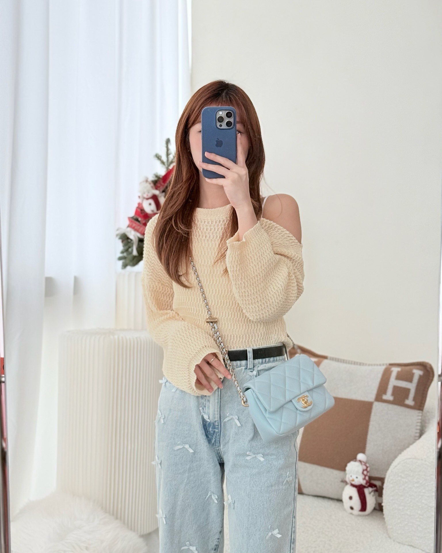 Chanel Quilted My Perfect Mini Iridescent Blue Caviar Aged