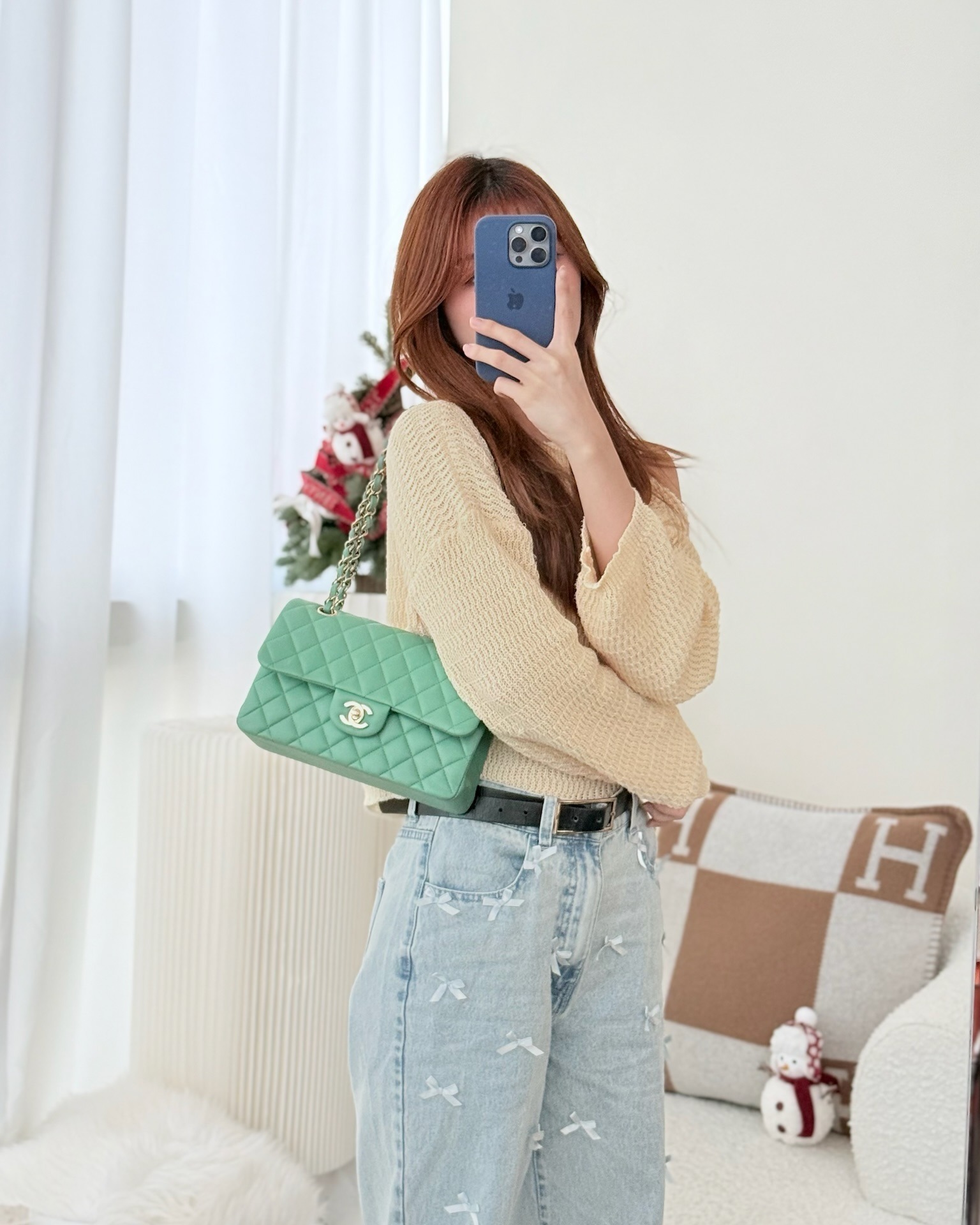 Chanel Small S/M Classic Flap Green Lambskin