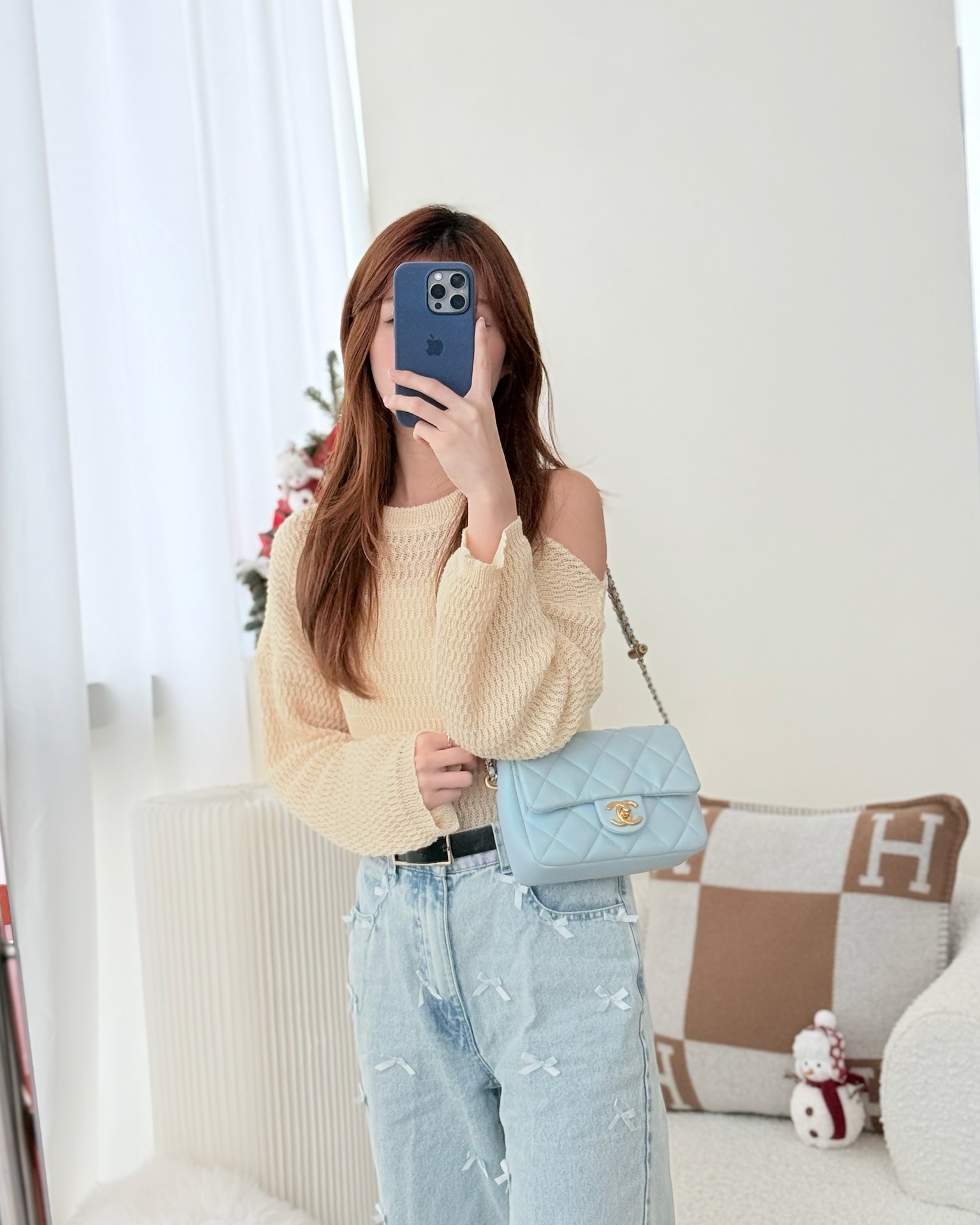 Chanel Quilted My Perfect Mini Iridescent Blue Caviar Aged