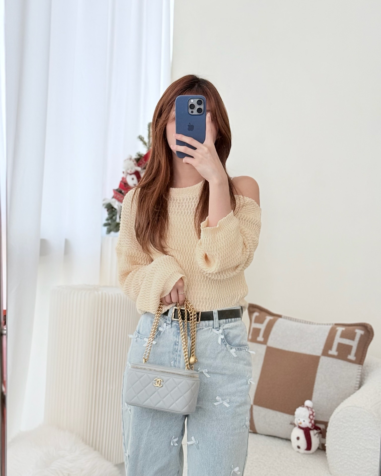 Chanel Vanity with Heart Adjustable Chain Grey Caviar Aged