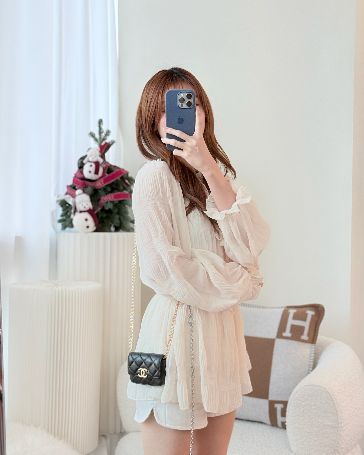 Chanel Mini Card Holder Belt Bag Black Lambskin Aged