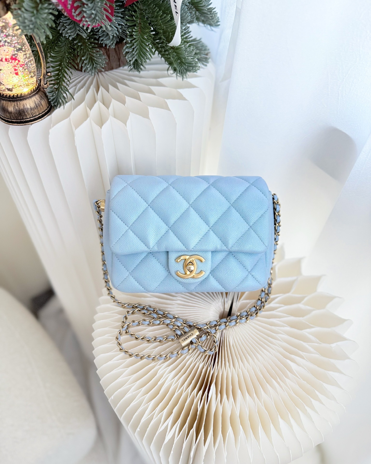 Chanel Quilted My Perfect Mini Iridescent Blue Caviar Aged