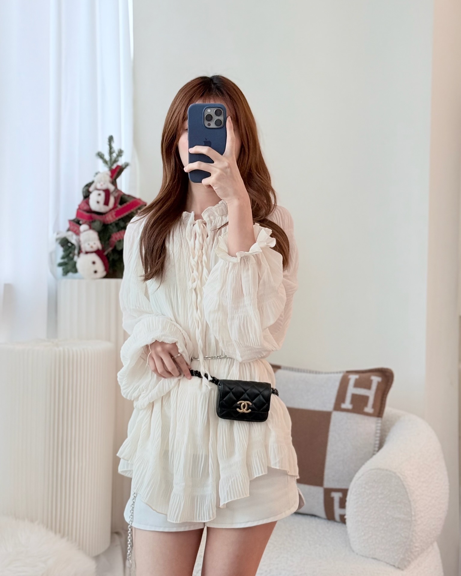 Chanel Mini Card Holder Belt Bag Black Lambskin Aged