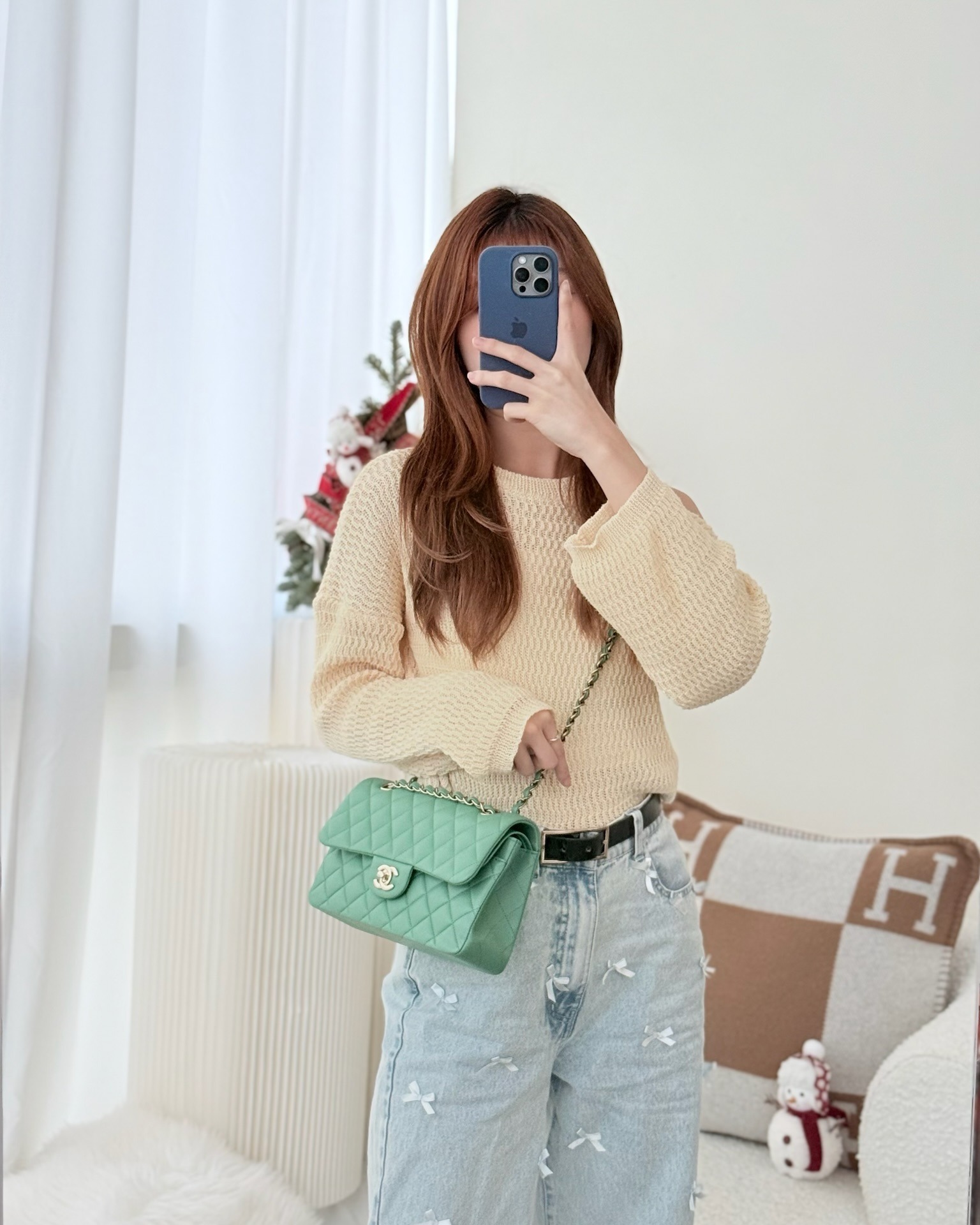 Chanel Small S/M Classic Flap Green Lambskin