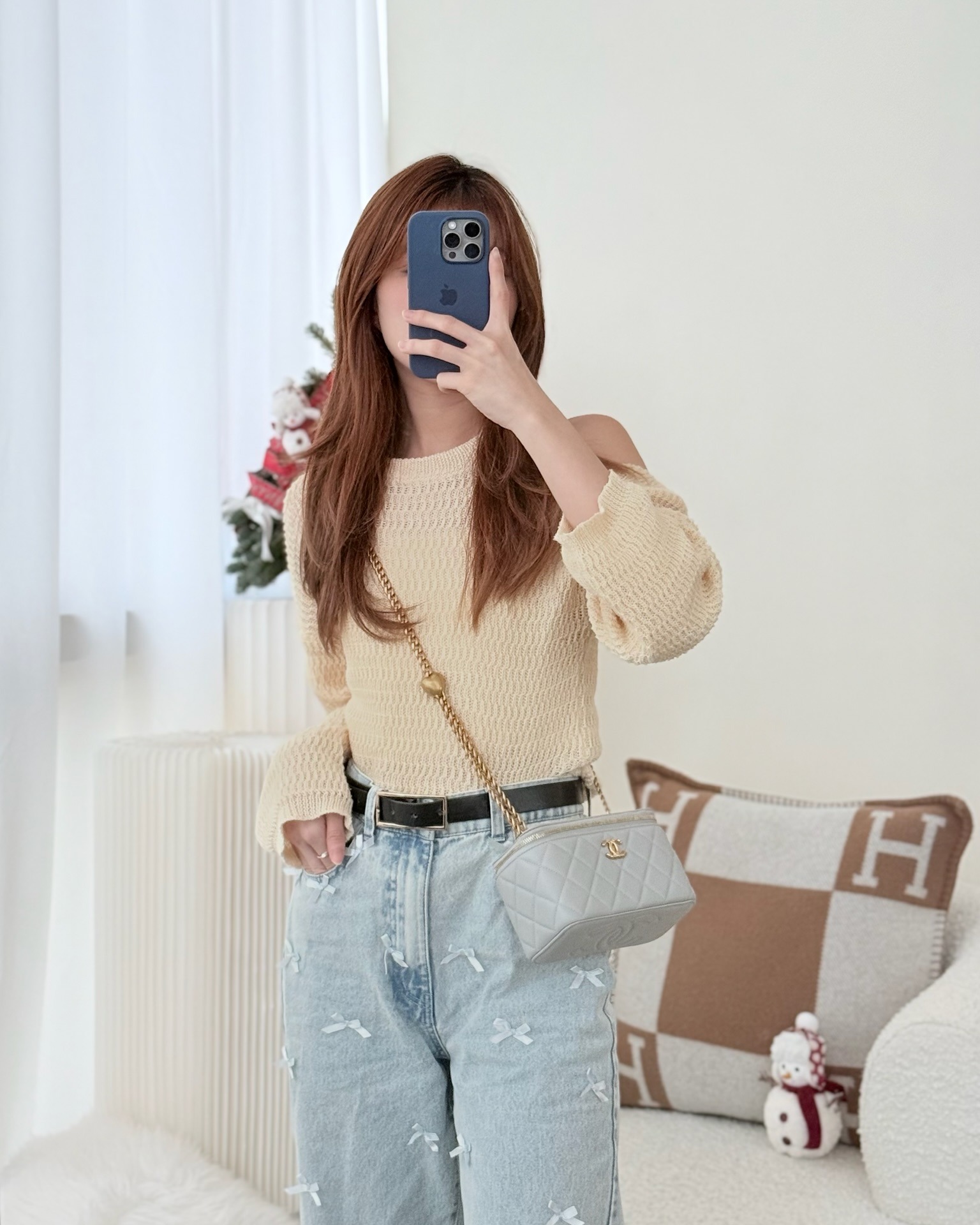 Chanel Vanity with Heart Adjustable Chain Grey Caviar Aged