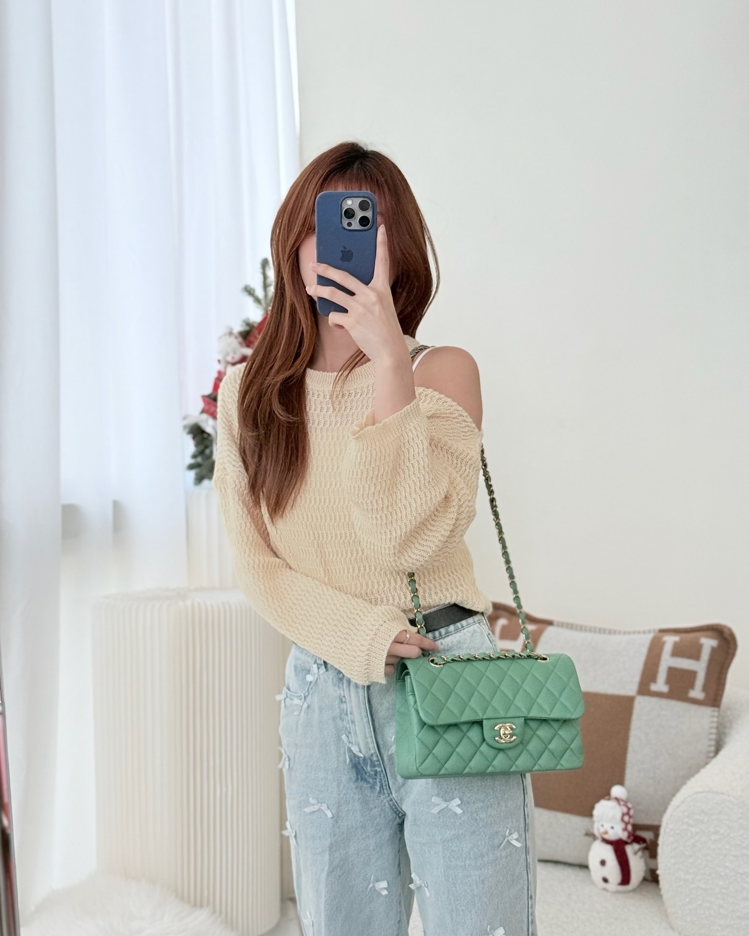 Chanel Small S/M Classic Flap Green Lambskin