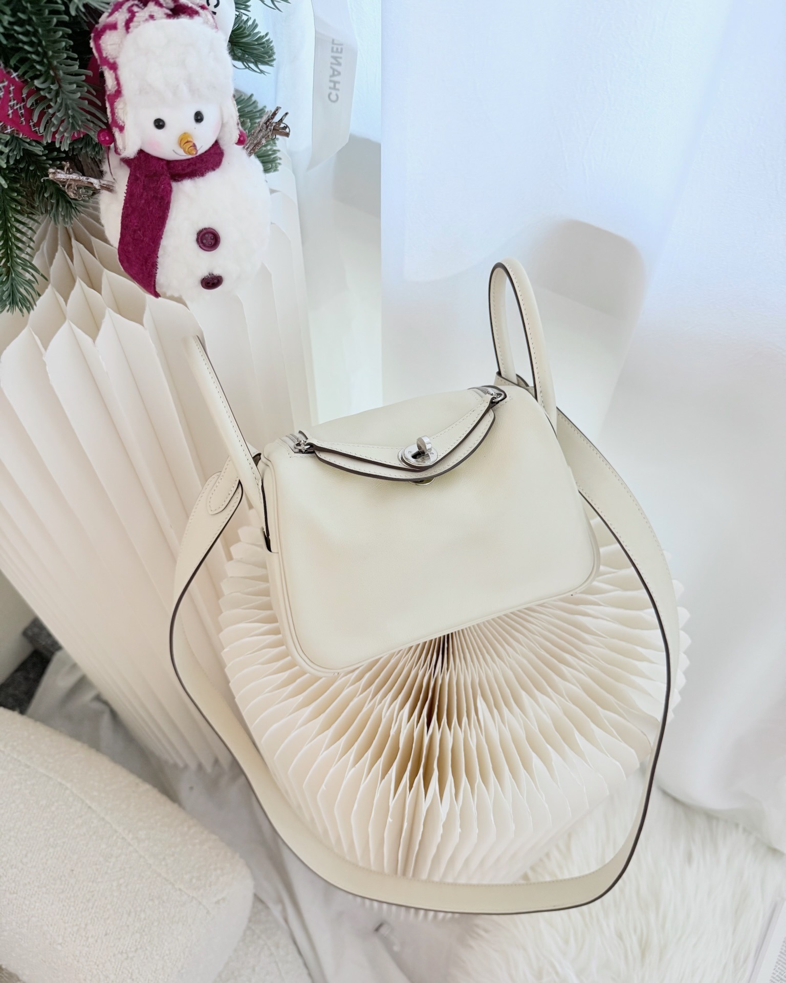 Hermès Mini Lindy 20 Nata I2/ Lime 9R Swift Palladium Hardware