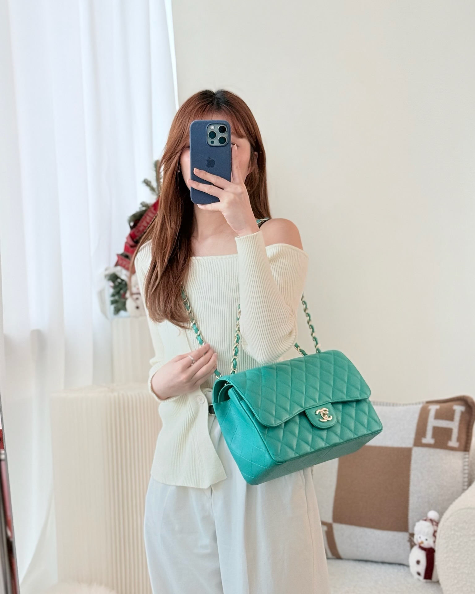 Chanel Jumbo Double Flap Turquoise Caviar