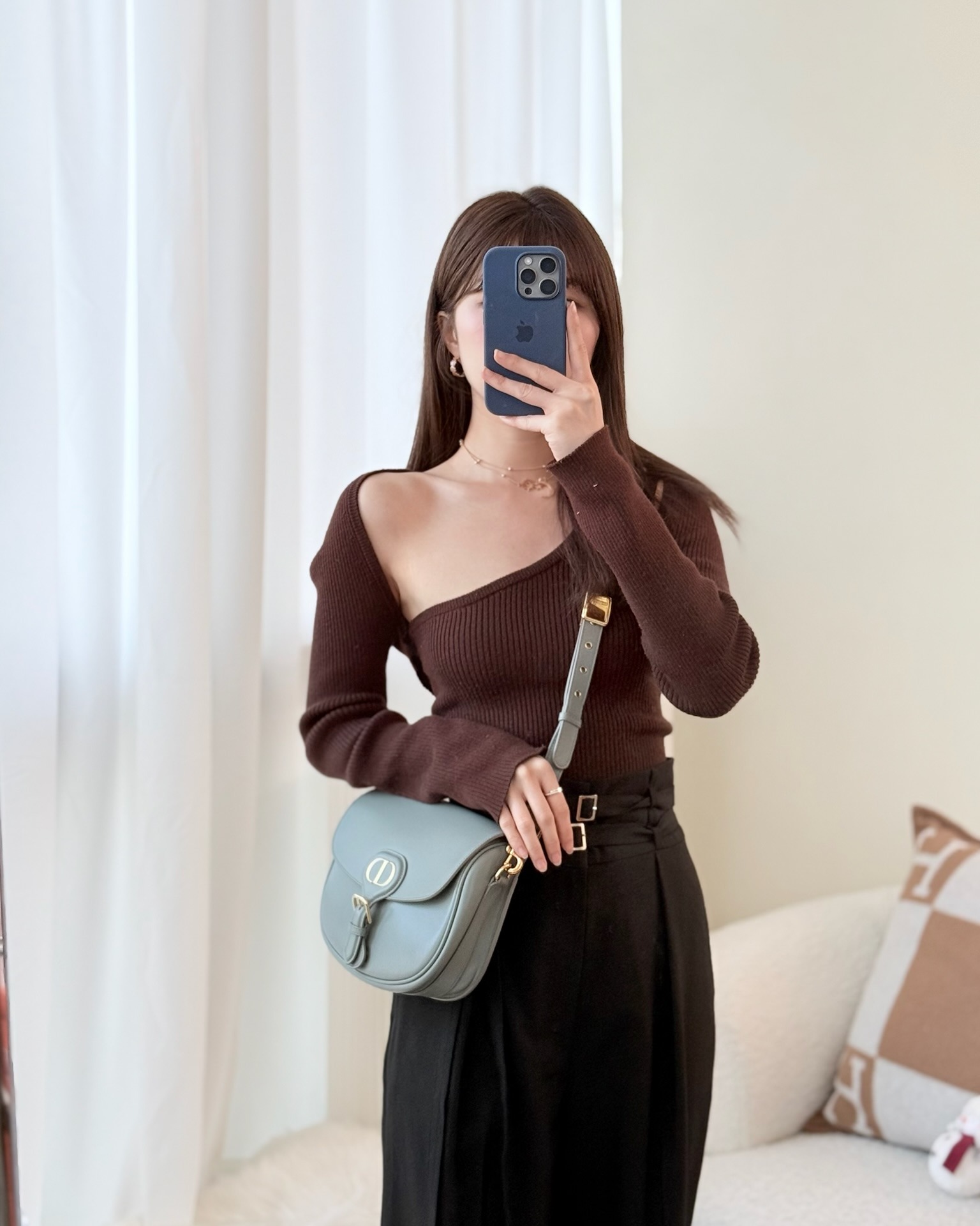 Dior Medium Bobby Flap Calfskin Grey Box