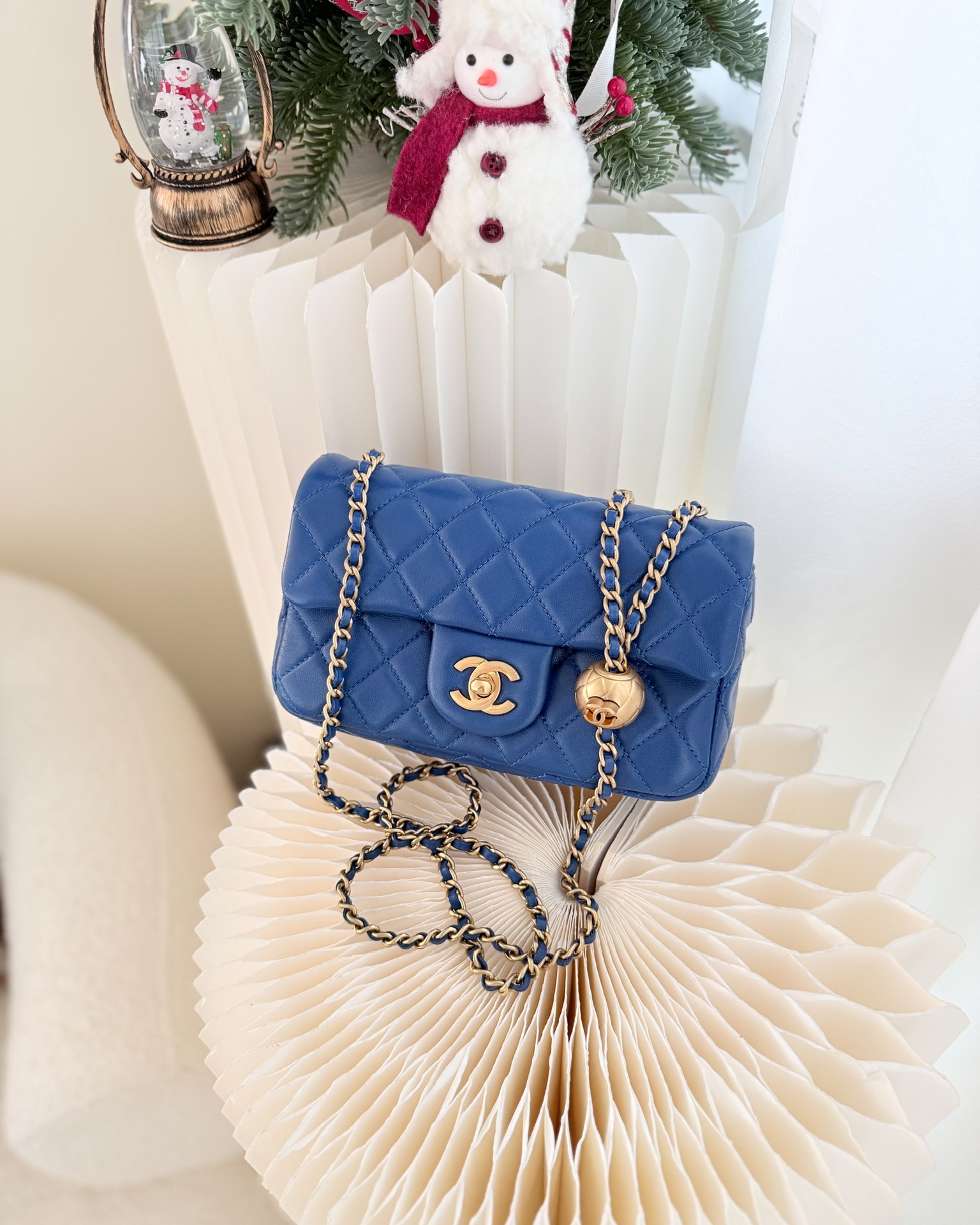 Chanel Mini Rectangular Pearl Crush Blue Lambskin Aged