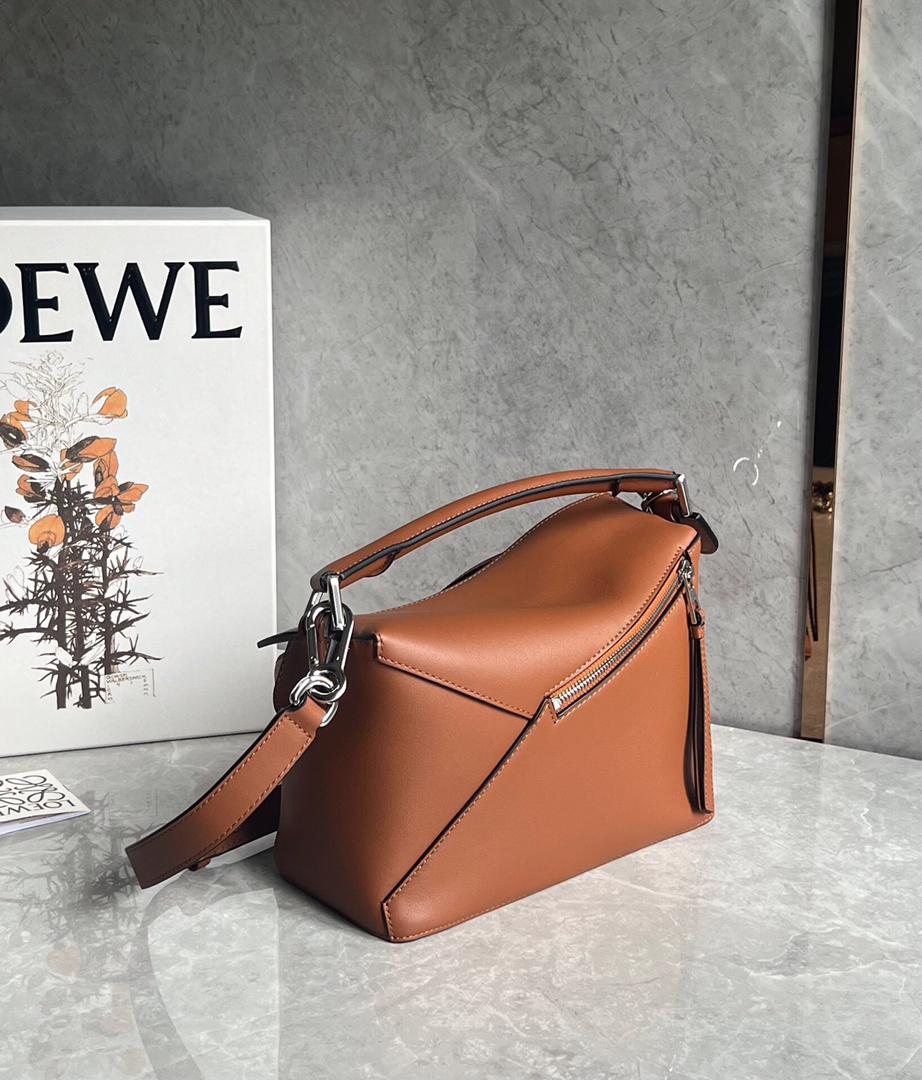 LOEWE  Calfskin Small Puzzle Bag Tan