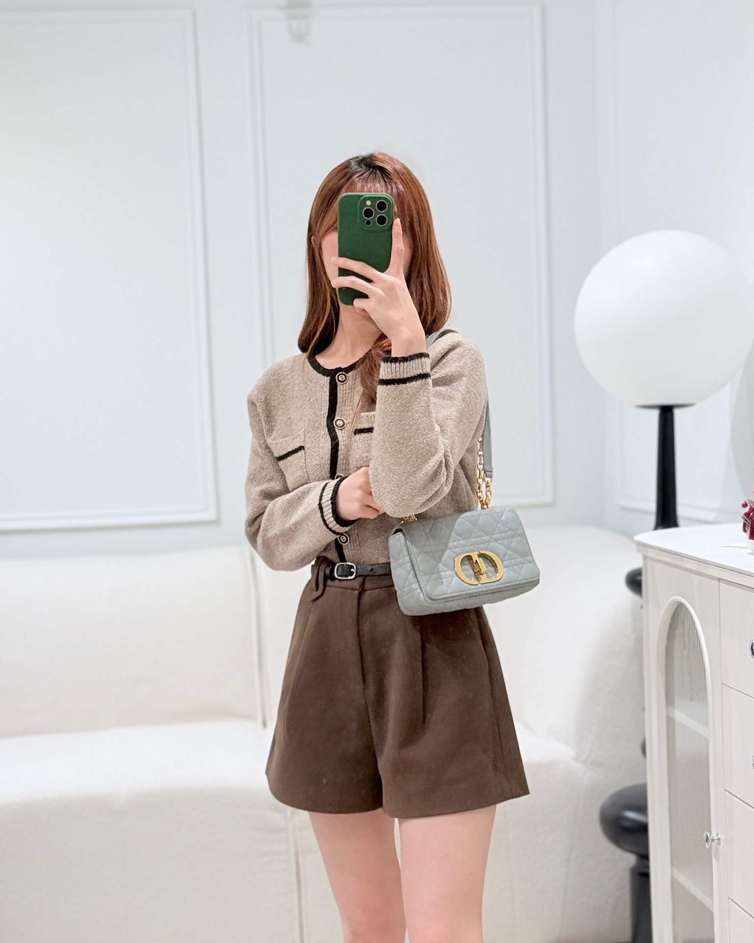 Dior Small Caro Bag Grey Supple Cannage Calfskin