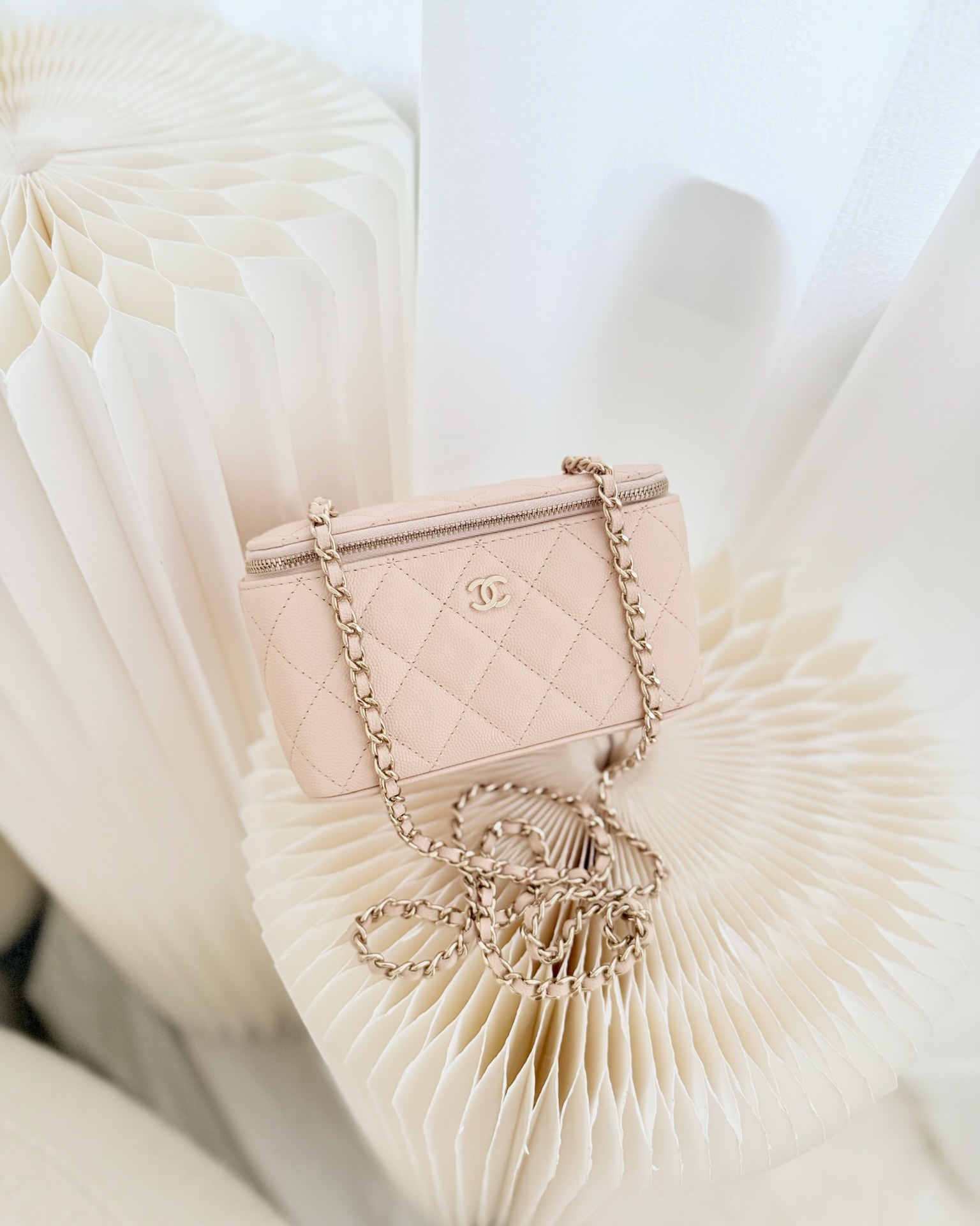 Chanel Vanity with Classic Chain Light Beige Caviar 22C