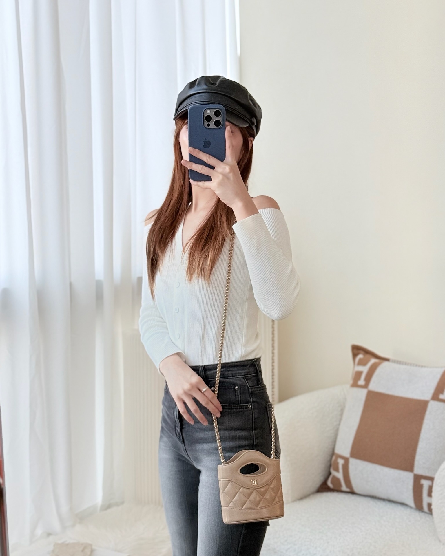 Chanel Micro 31 Beige Bucket Bag Shiny Calfskin