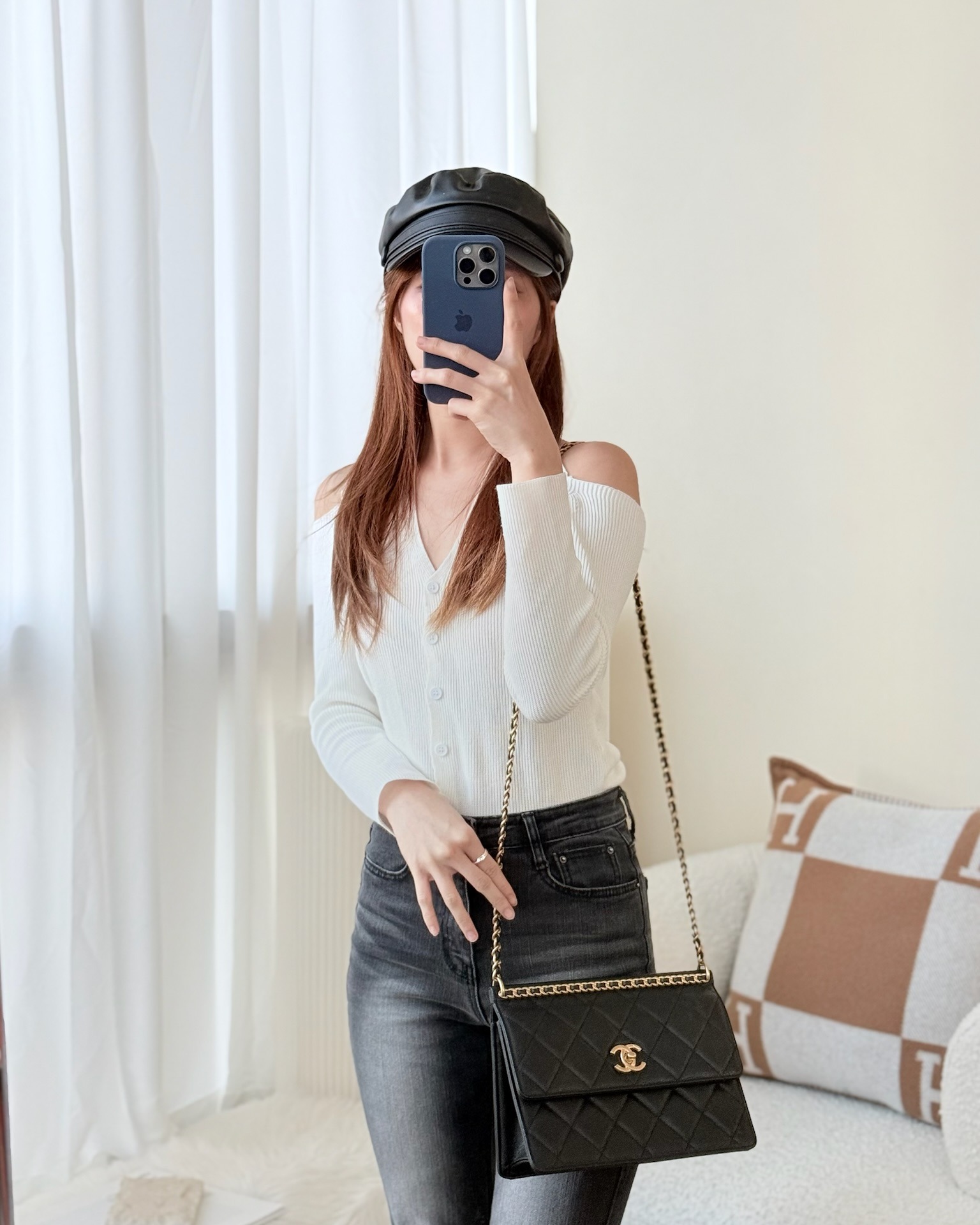 Chanel Small Chain Flap Bag Black Caviar Aged 23A