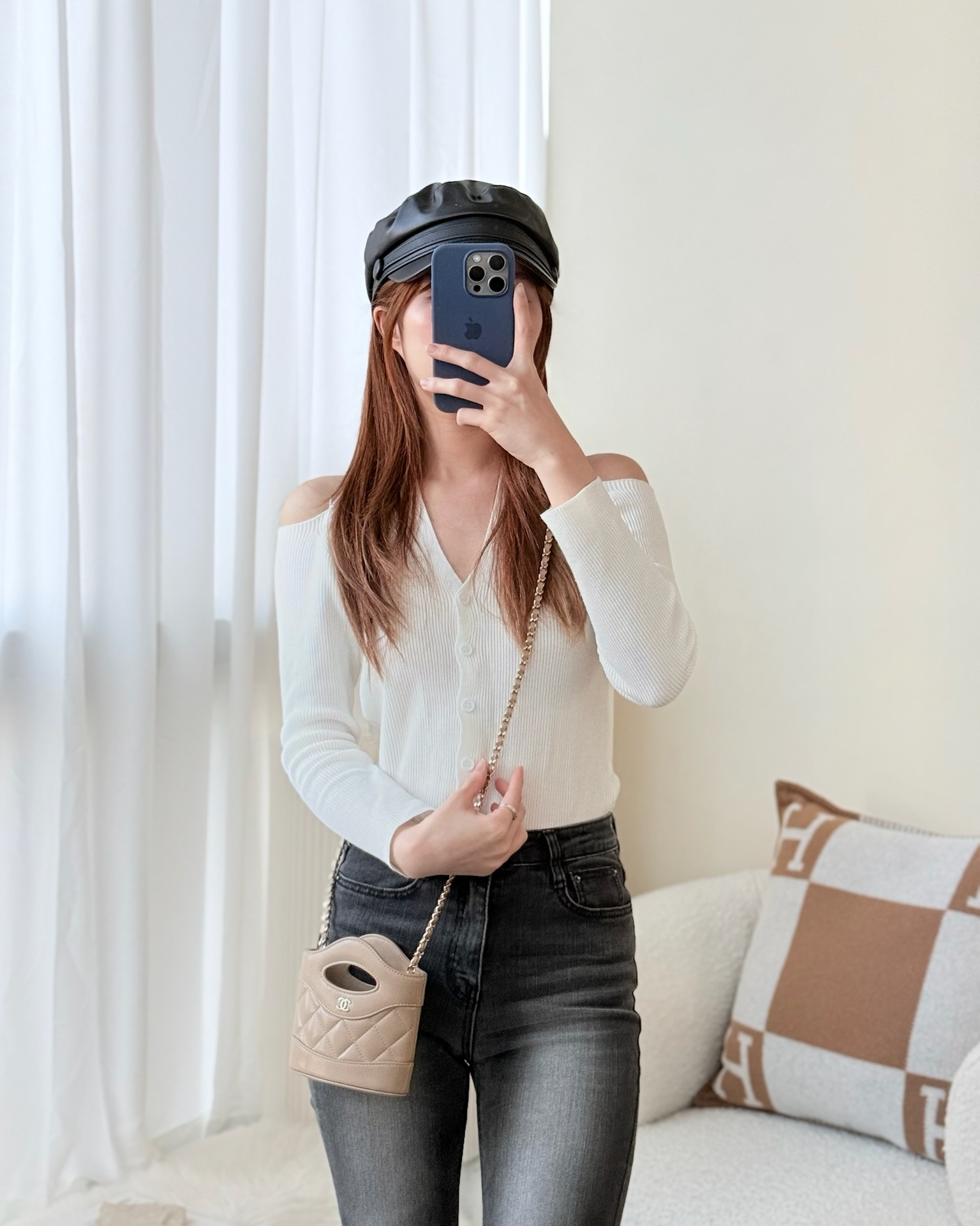 Chanel Micro 31 Beige Bucket Bag Shiny Calfskin