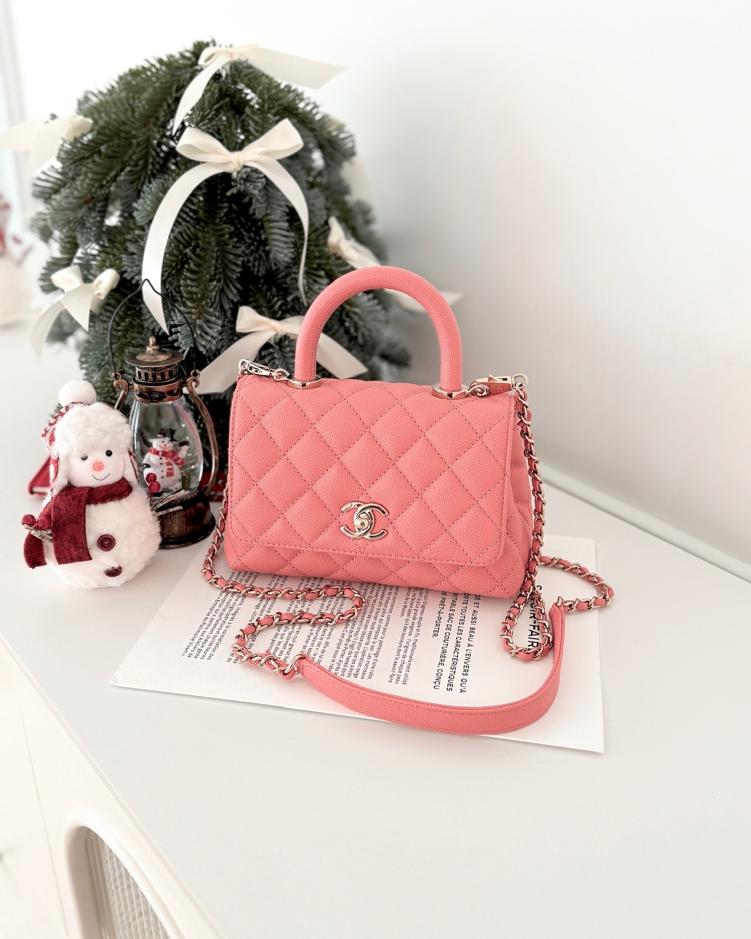 Chanel Mini Coco Handle Quilted Pink Caviar