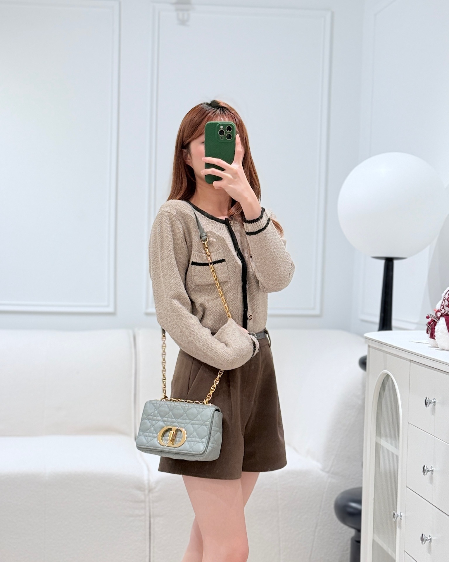 Dior Small Caro Bag Grey Supple Cannage Calfskin