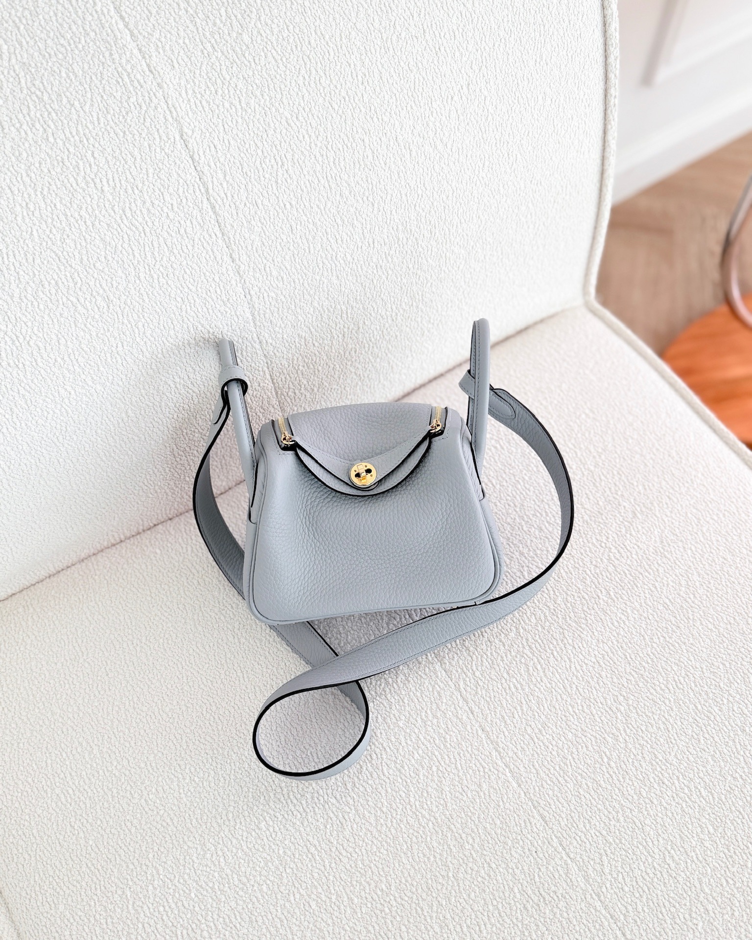 Hermès Mini Lindy 20 Blue Glacier 8U Clemence