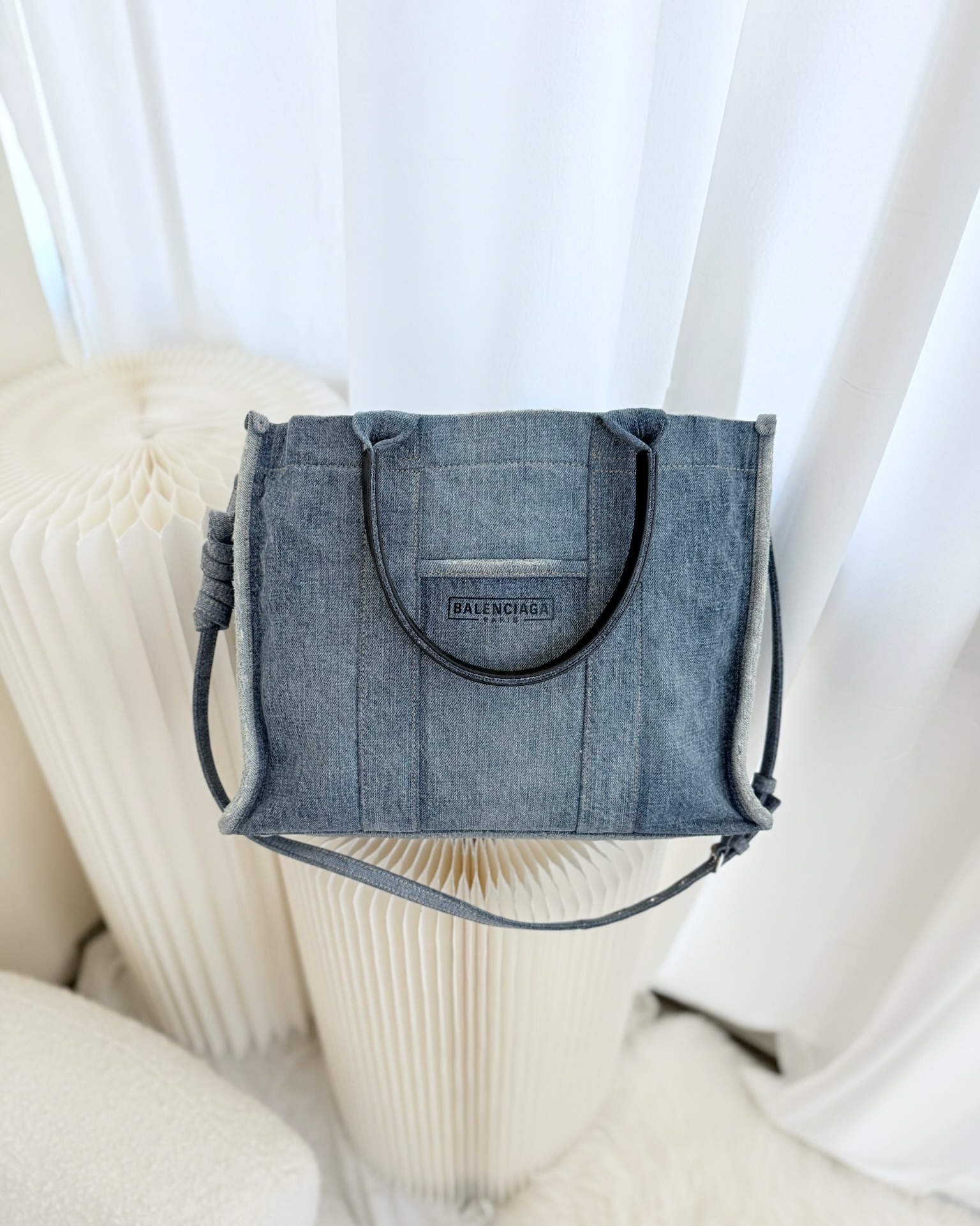 Balenciaga Medium Hardware Tote Denim Blue