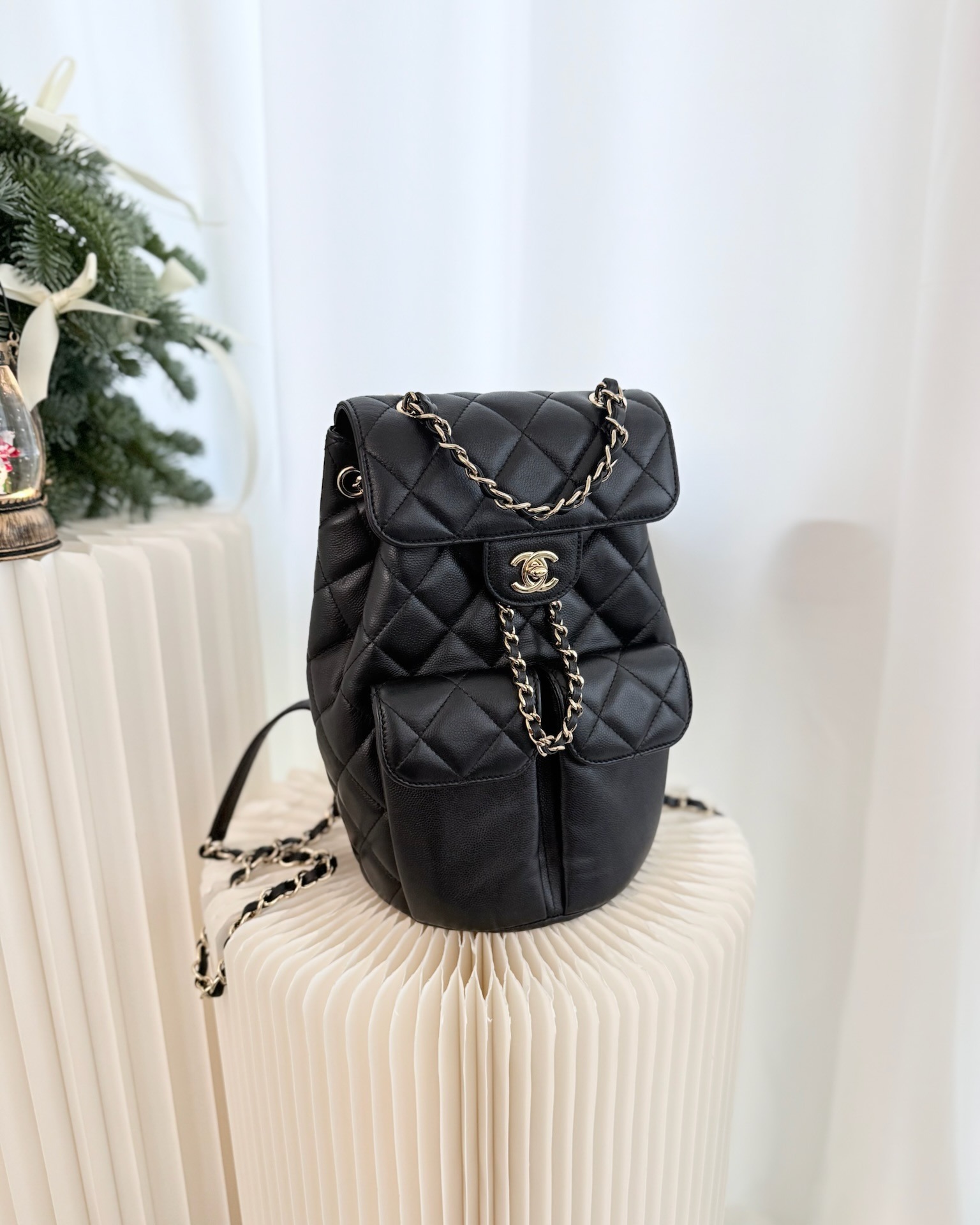 Chanel Small Pockets Backpack Black Caviar 22S