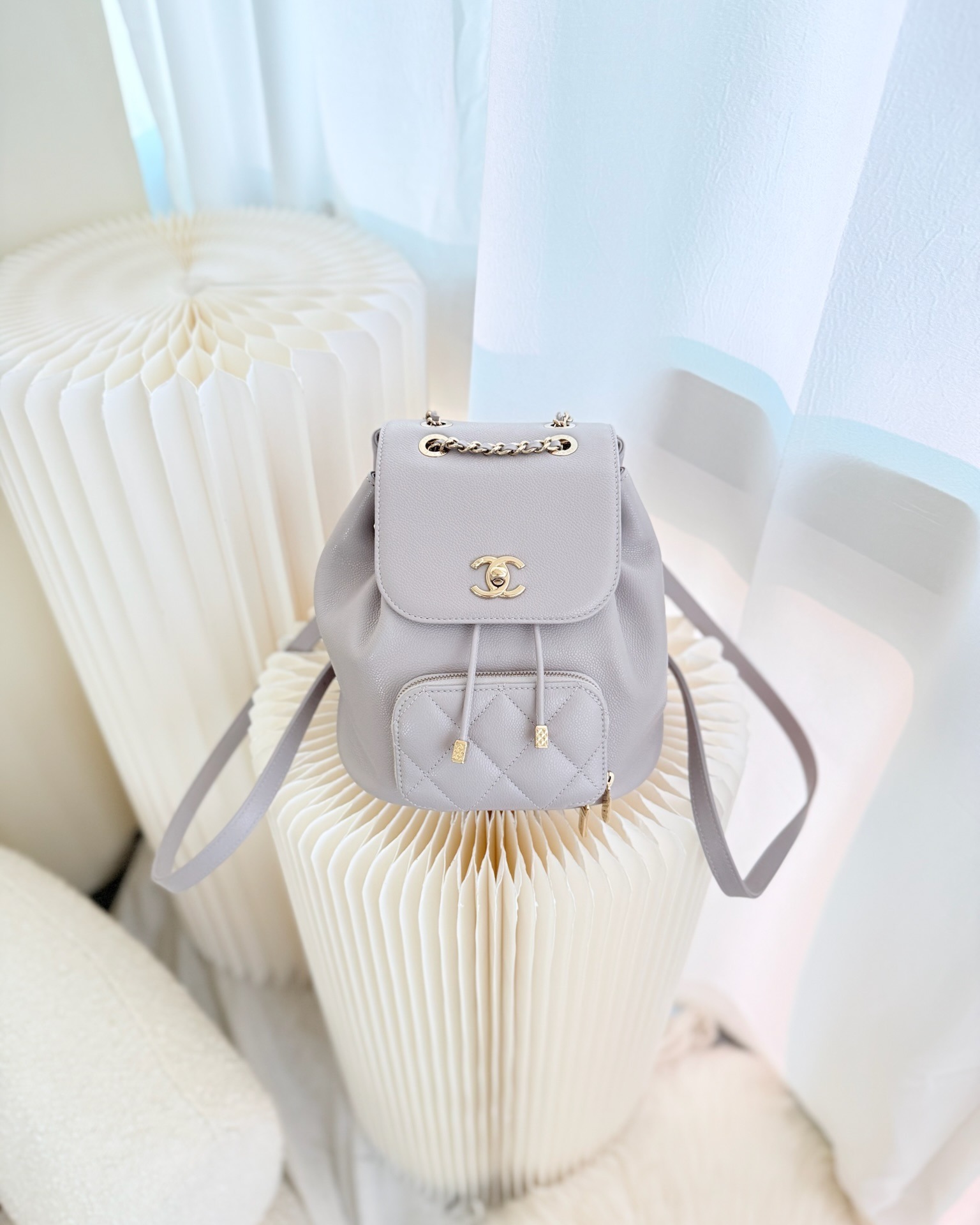 Chanel Mini Business Affinity Backpack Grey Caviar 22B