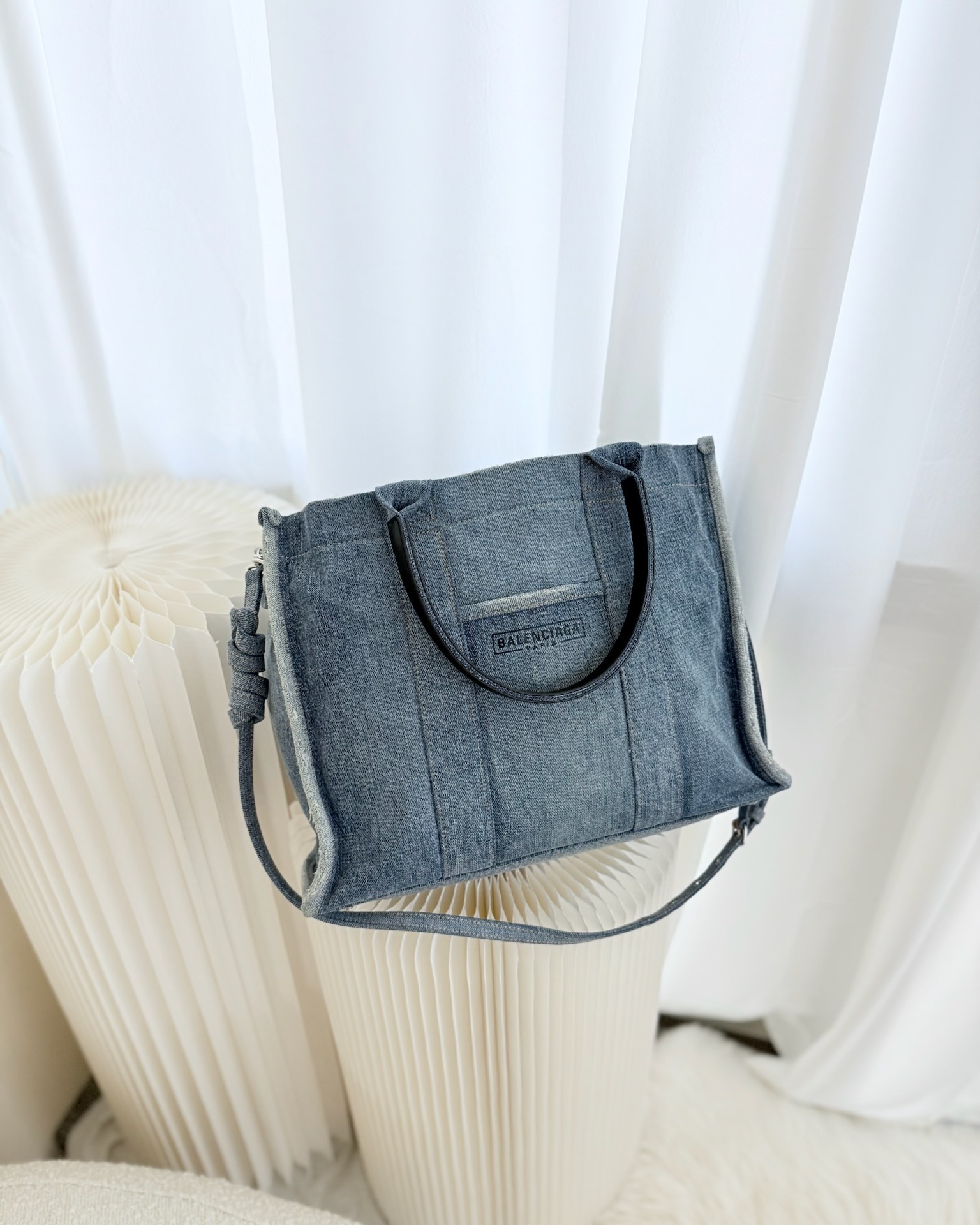 Balenciaga Medium Hardware Tote Denim Blue