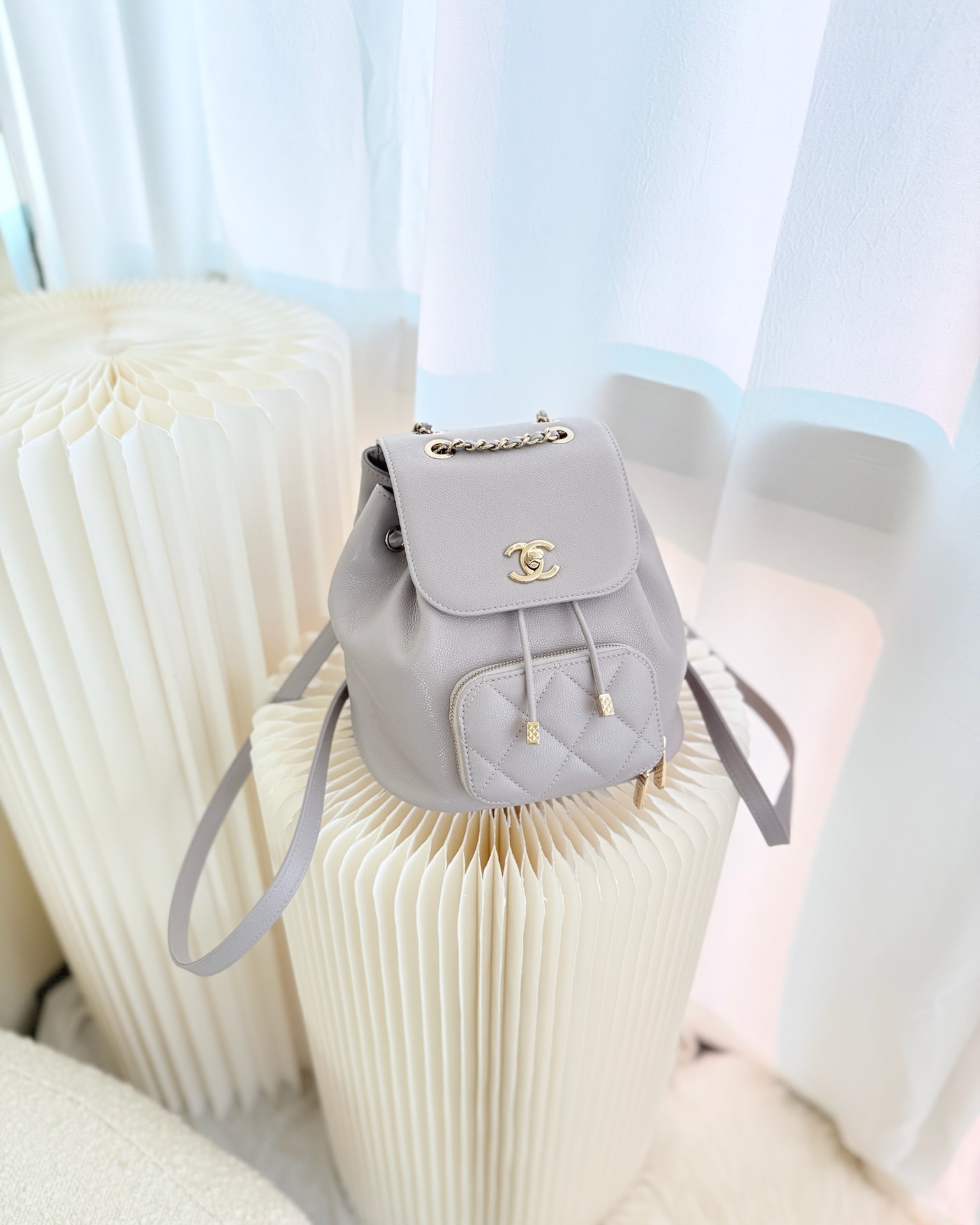 Chanel Mini Business Affinity Backpack Grey Caviar 22B