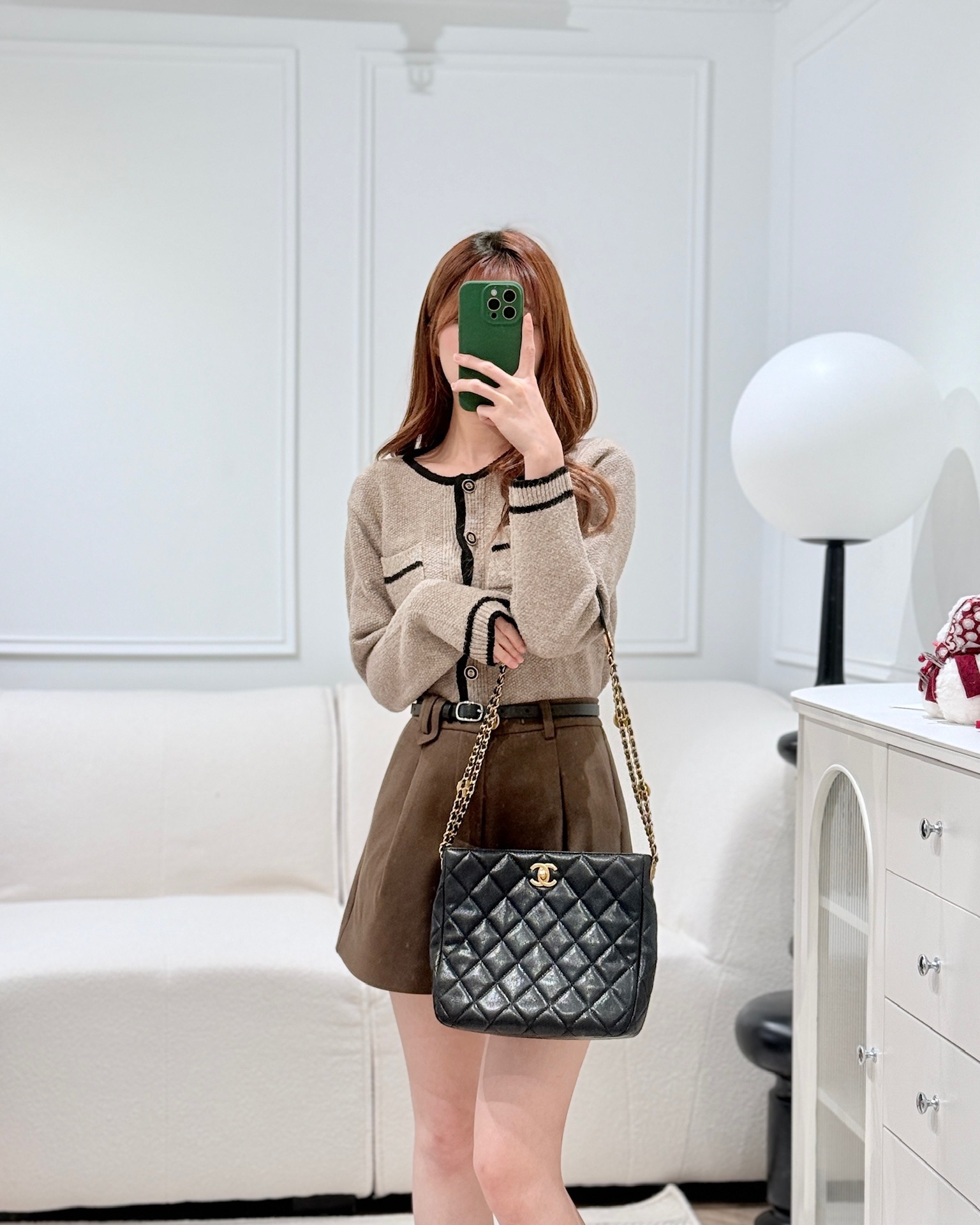 Chanel Twist Your Buttons Hobo Bag Black Shiny Soft Caviar Aged 22A