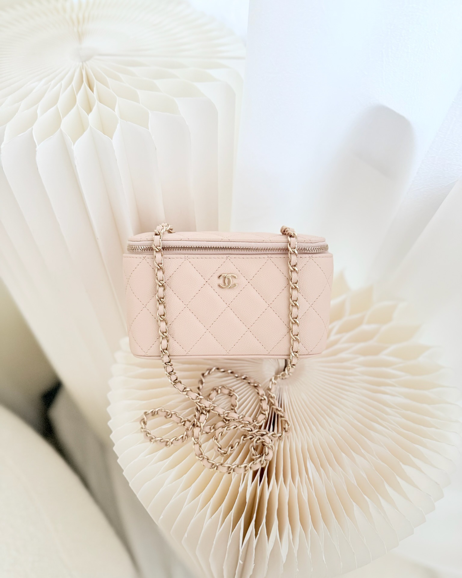 Chanel Vanity with Classic Chain Light Beige Caviar 22C